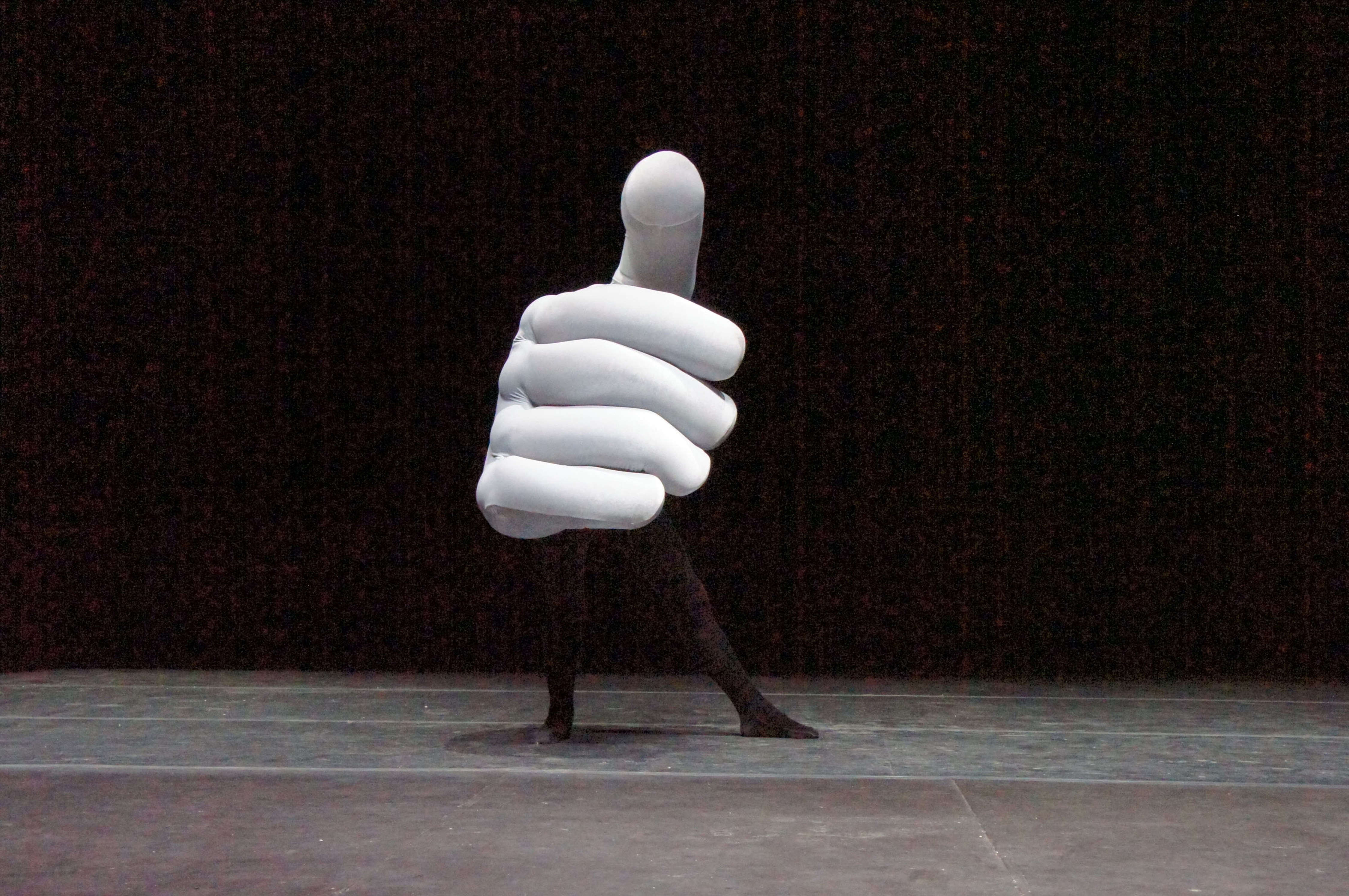 Another creation from the Mummenschanz troupe is a giant hand.