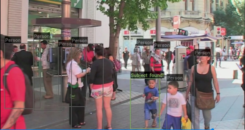 This simulation shows how a Neurala-powered police body cam could be used to identify a missing child amid a crowd of people.