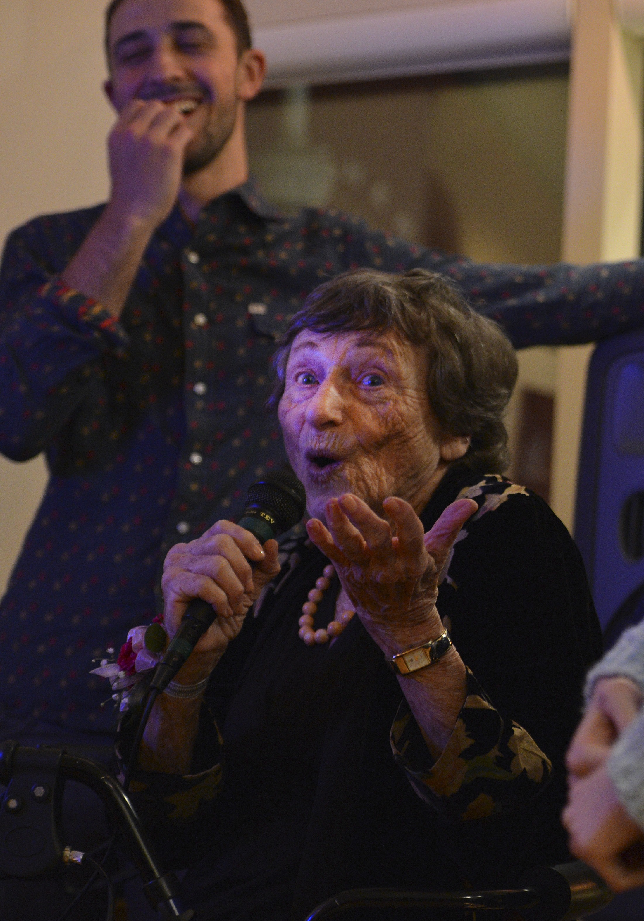 Anita Garlick performed her stand-up routine at her 90th birthday party in January.