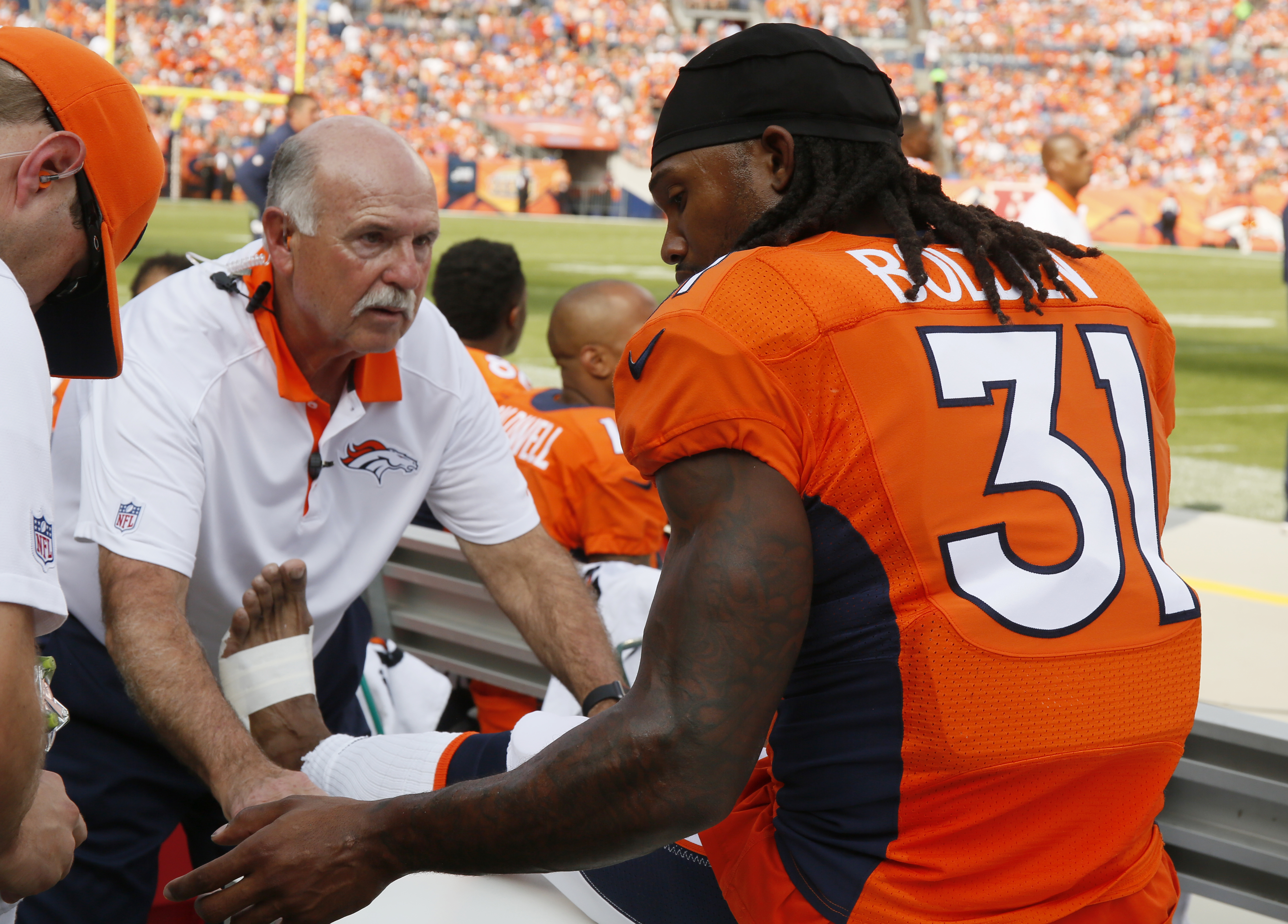 Steve Antonopulos (left) has been with the Broncos for 41 years.