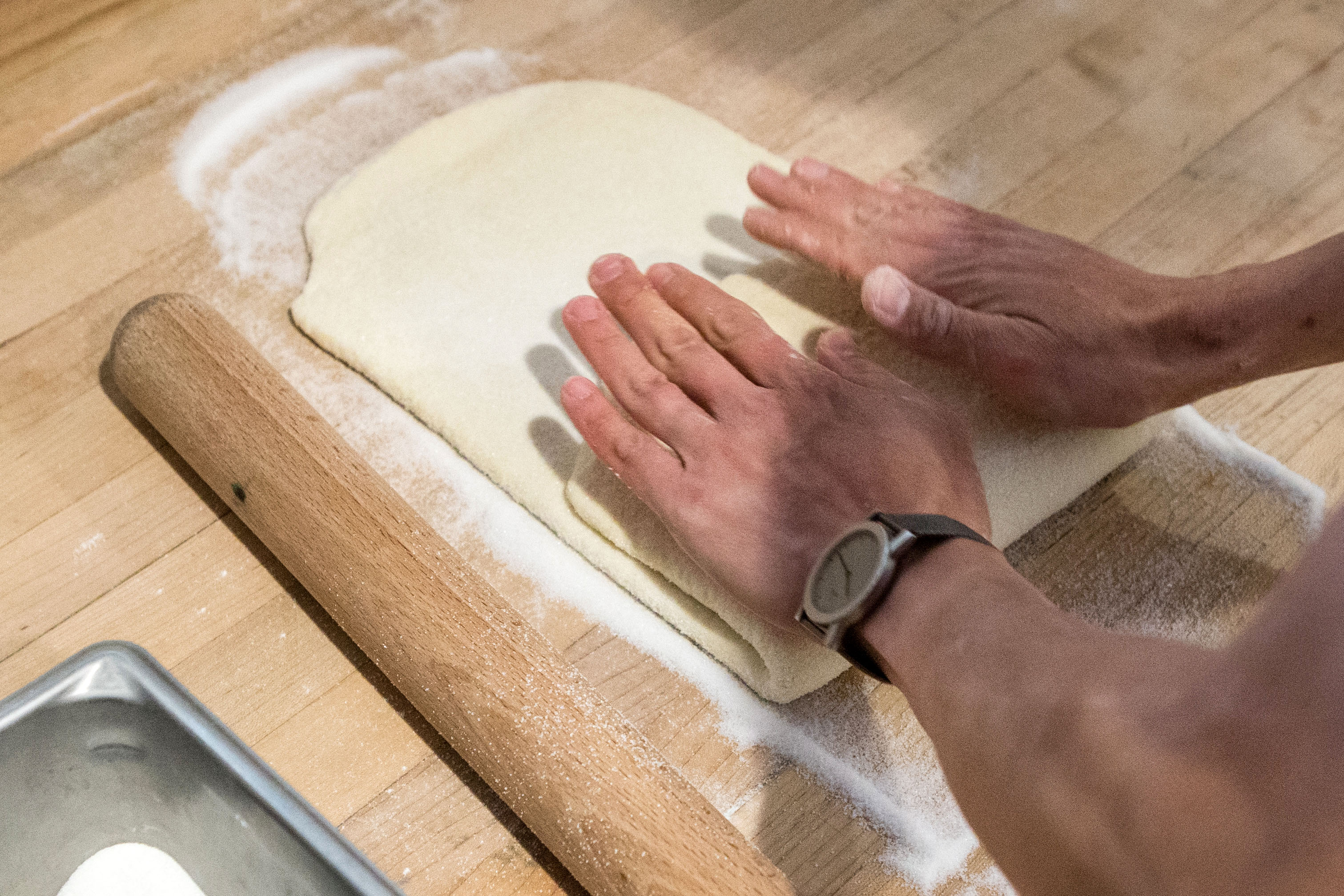 Dough rolled out and placed in mold.