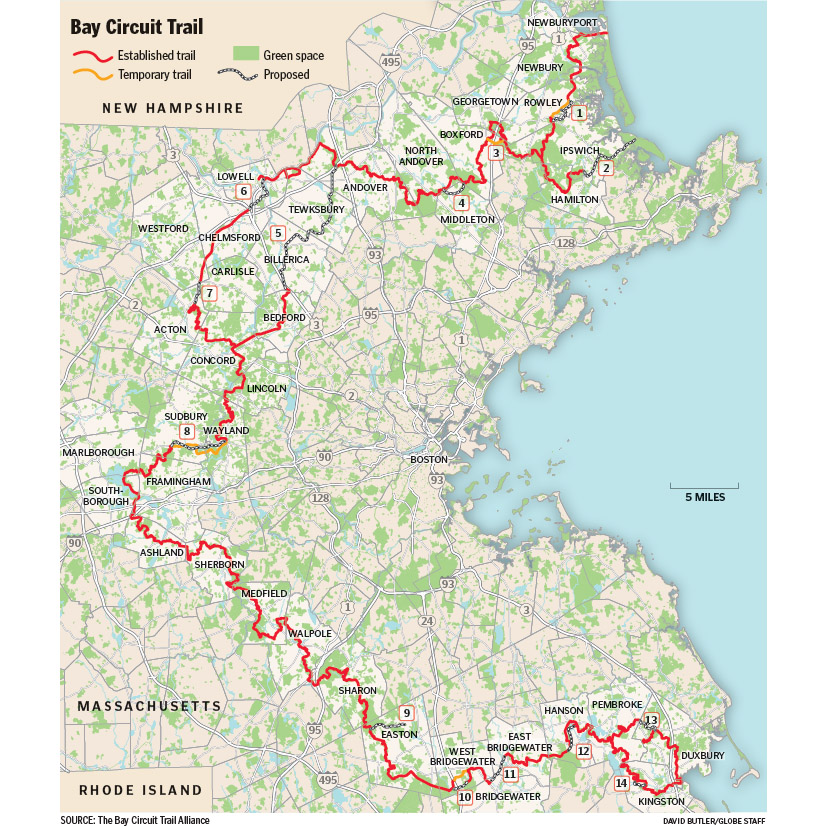 Bay Circuit Trail Map Completing The Bay Circuit Trail - The Boston Globe