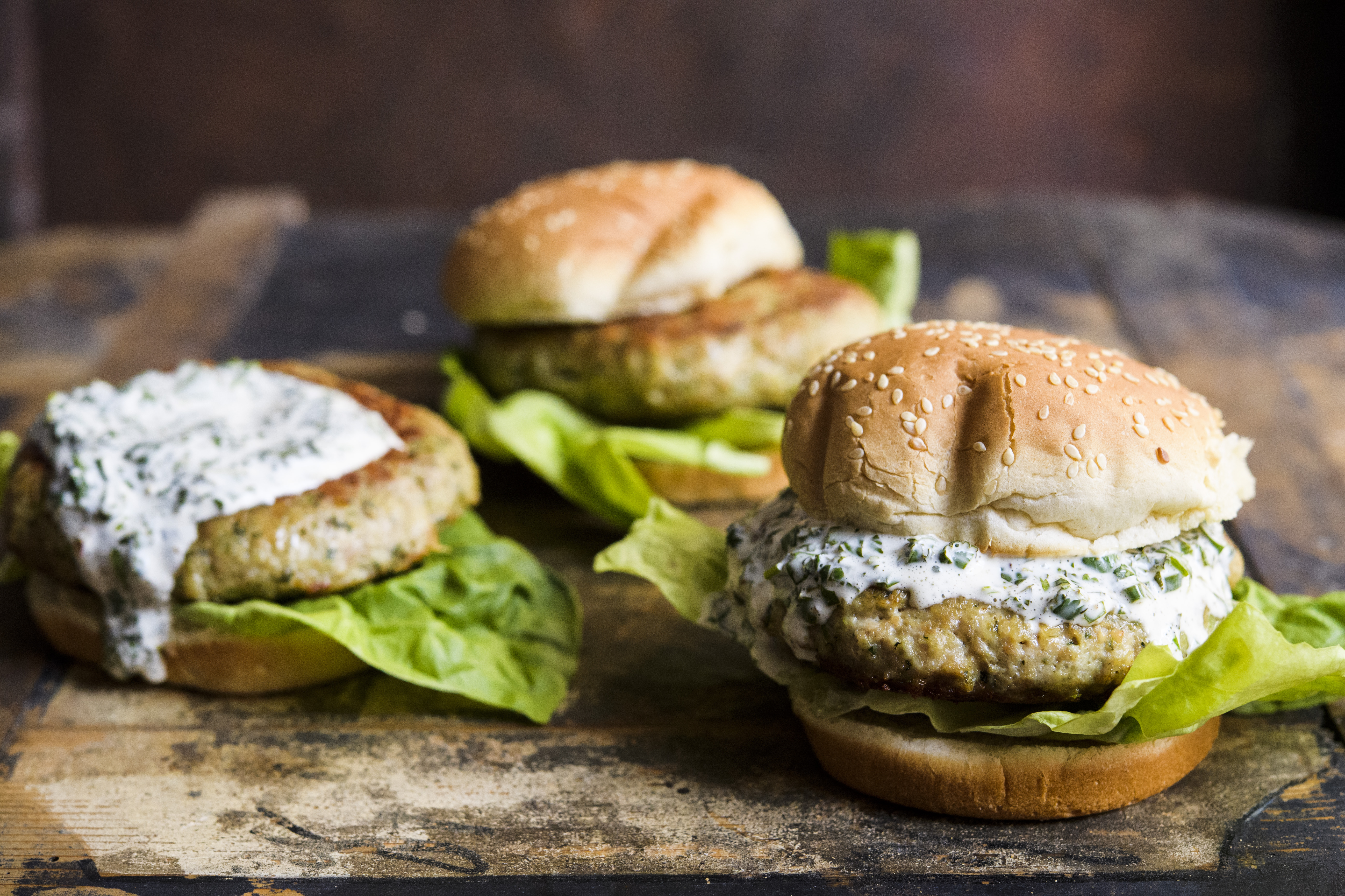 Parmesan and herb turkey burgers.