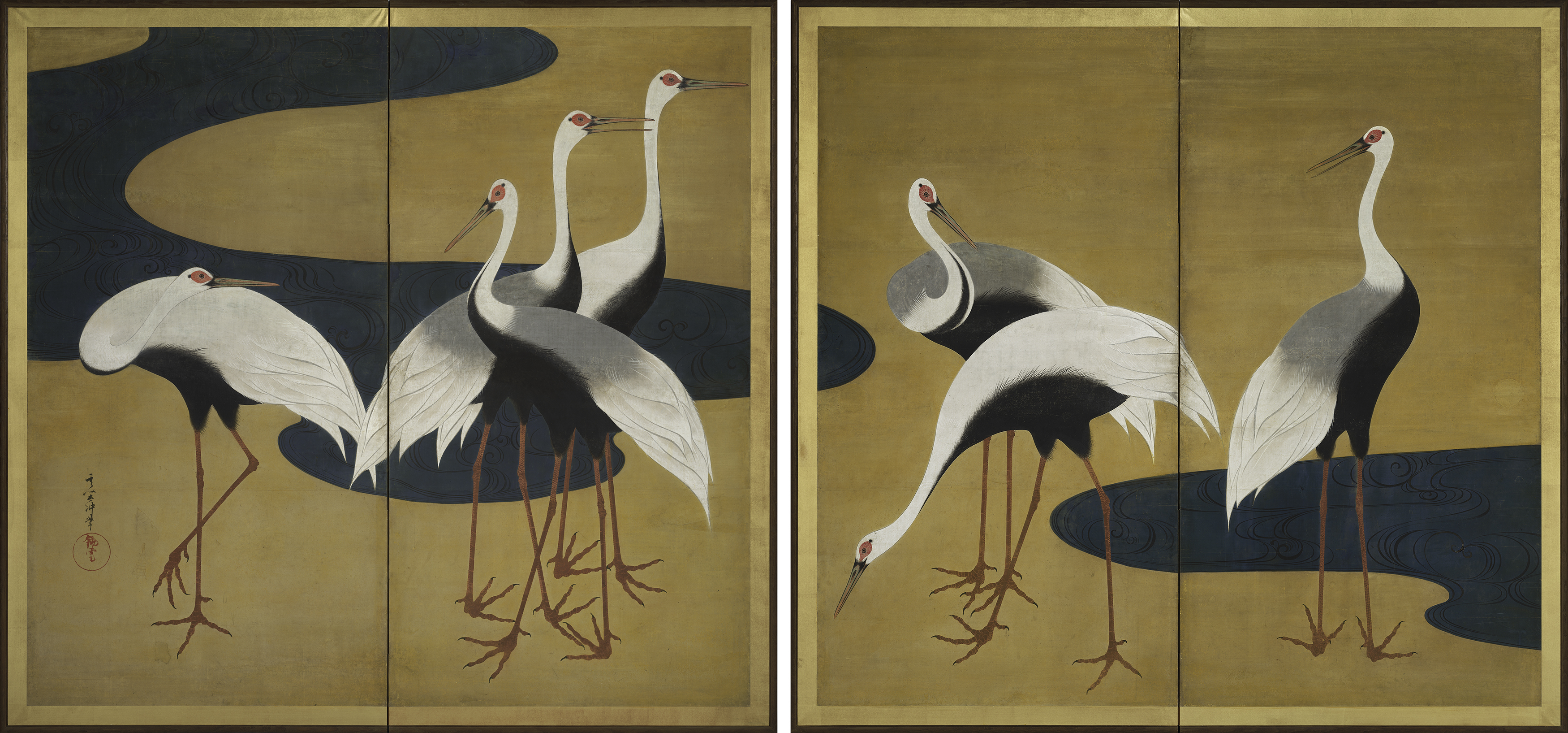 Suzuki Kiitsu's "Cranes" from 1820-25.