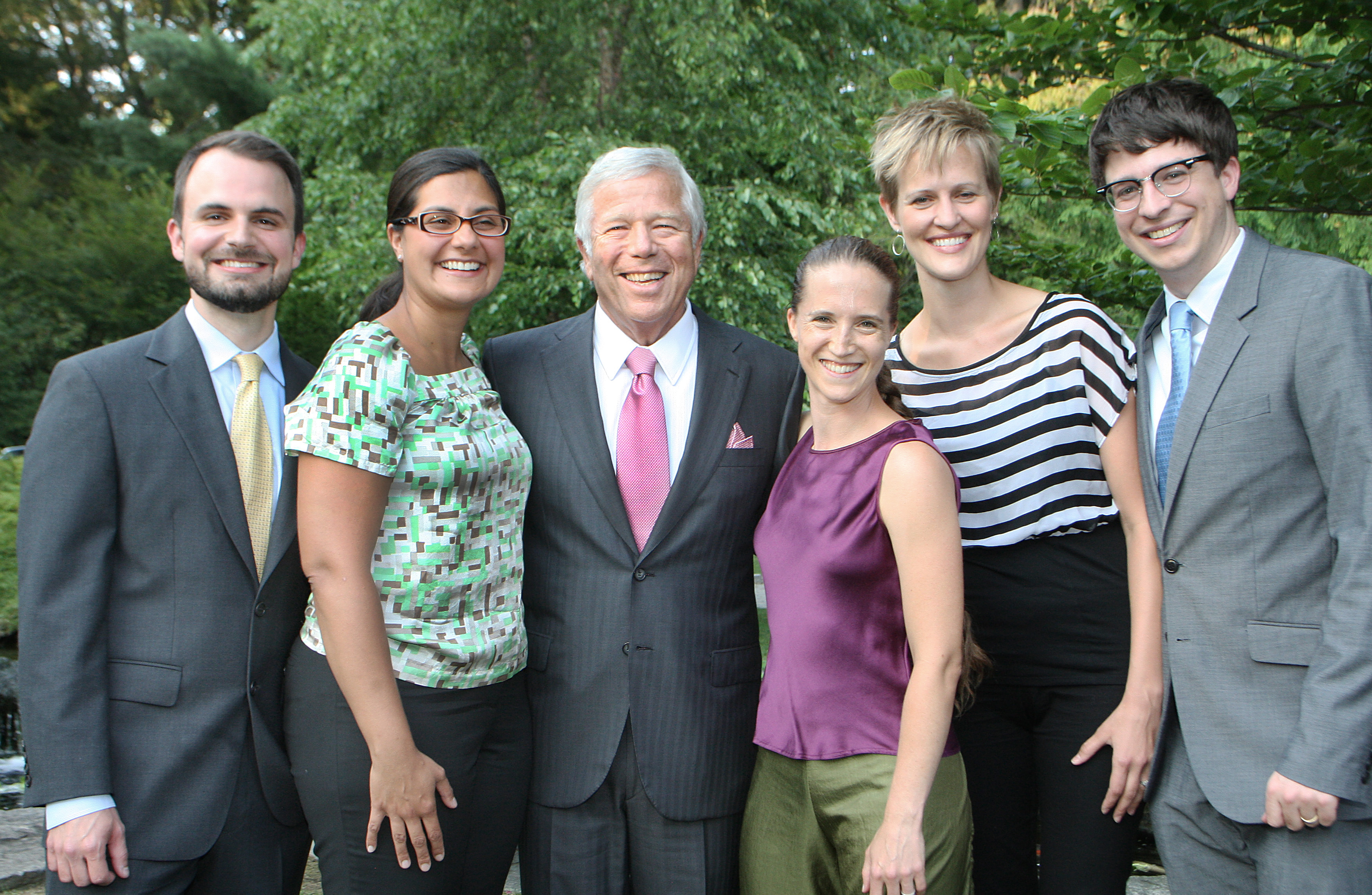 From left: Dr. Joseph Joyner of Boston, Dr. Genevieve Daftary of Cambridge, Robert Kraft, Dr. Talya Salant of Newton, Dr. Kate Hobbs Knutson of Boston, and Dr. Ian Huntington of Cambridge at Kraft’s party last night.