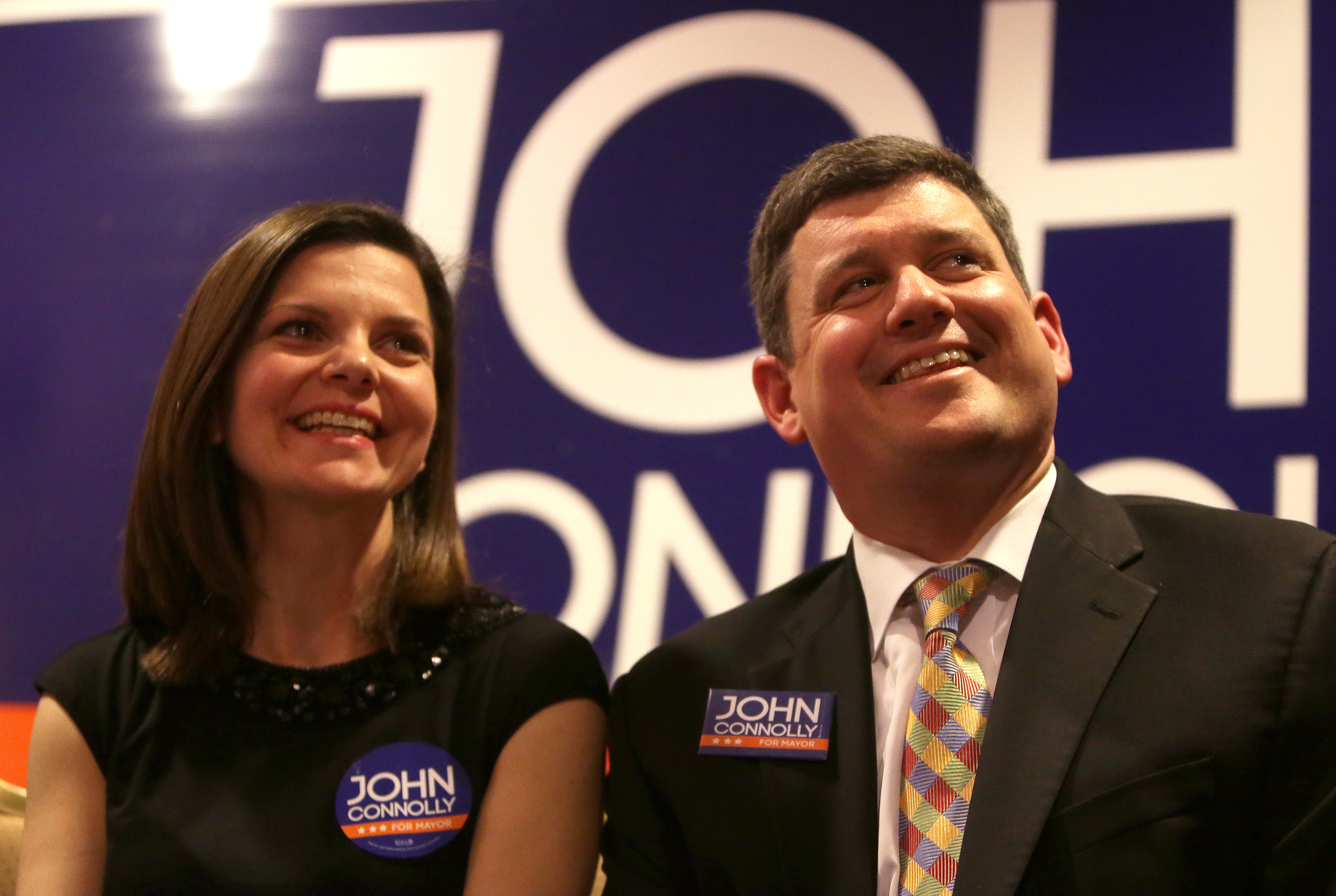 Meg and John Connolly were introduced Wednesday to supporters at the Omni Parker House hotel.