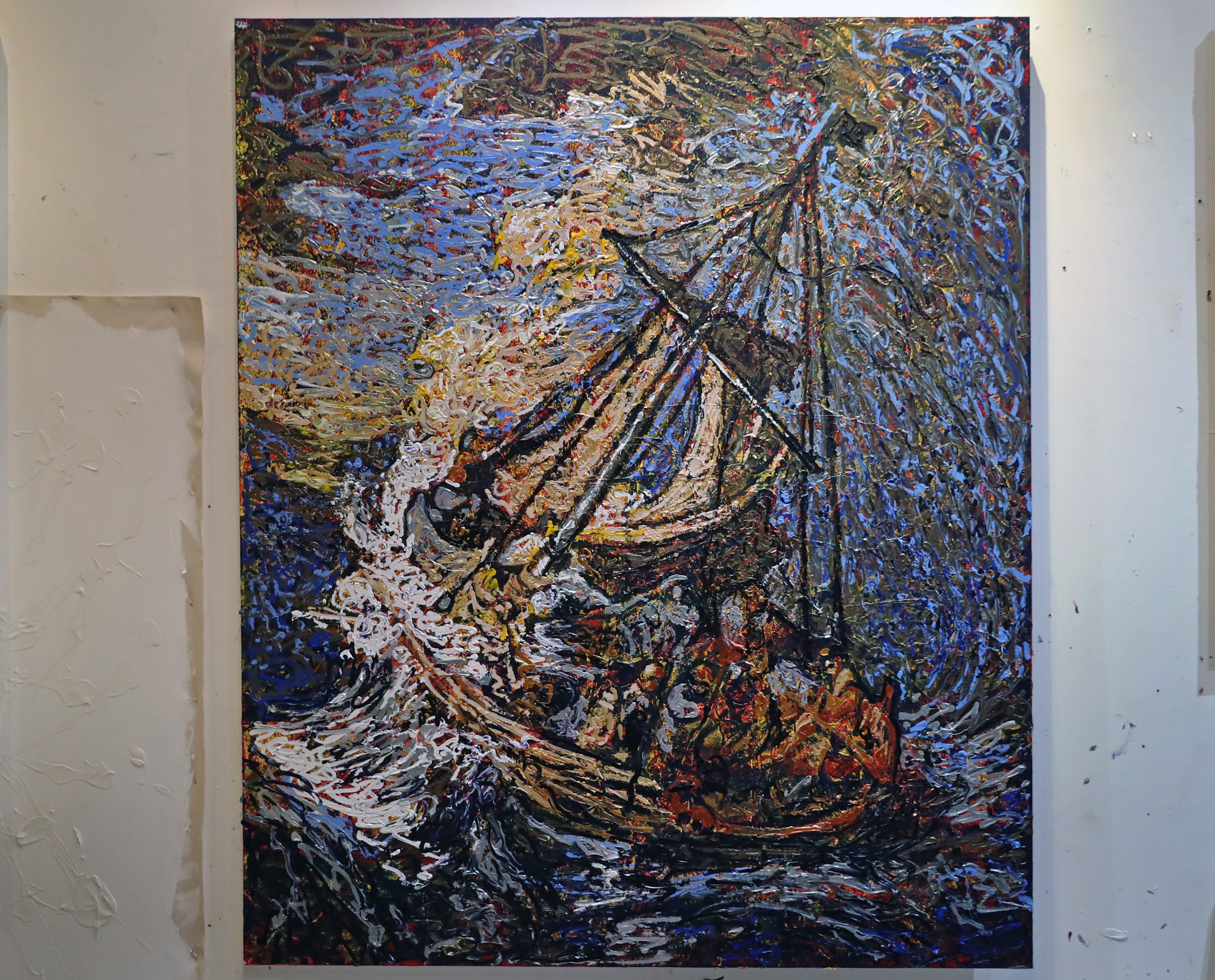 DeCunto’s interpretation of Rembrandt's “Storm on the Sea of Galilee," hanging at his gallery.