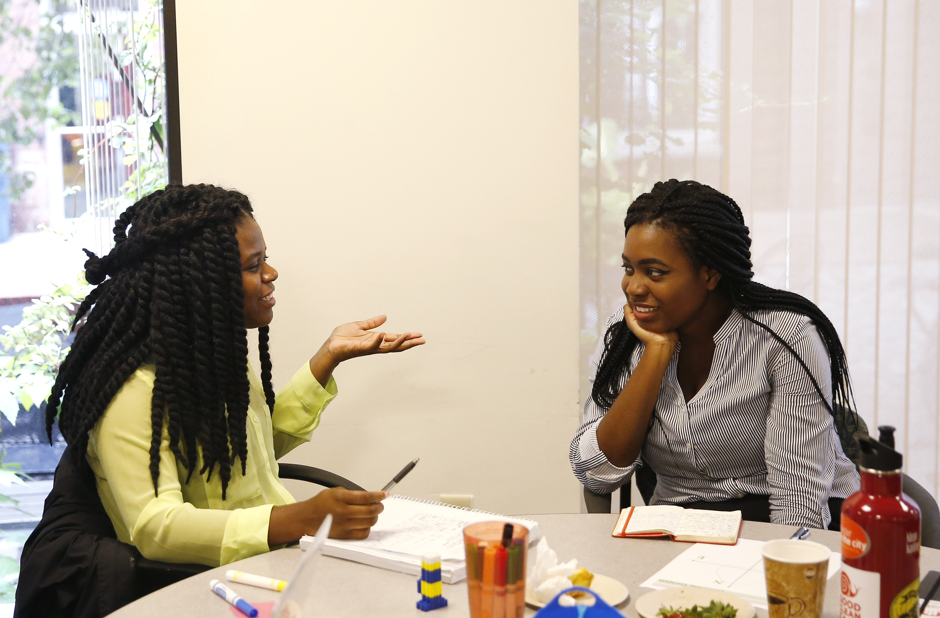 Students Markiesha Duverneau and Gabrielle Greaves discussed the pros and cons of their particular leadership styles.