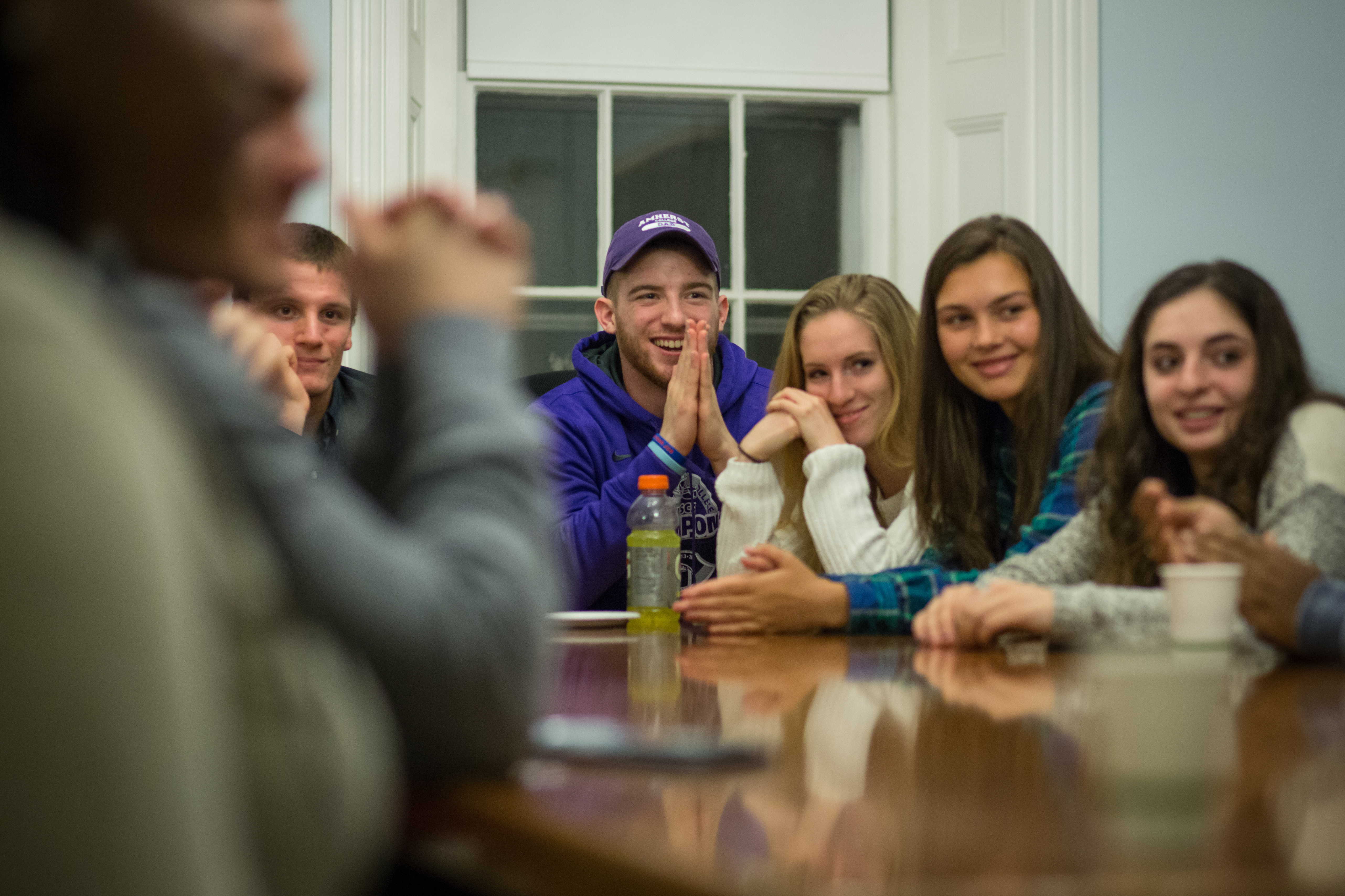 Amherst College students met with a faculty member during their first semester to talk about adapting to college life.