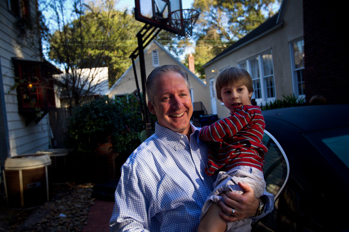 Steve Lennon, shown with his youngest son, Brooks, knew he wanted a big family.