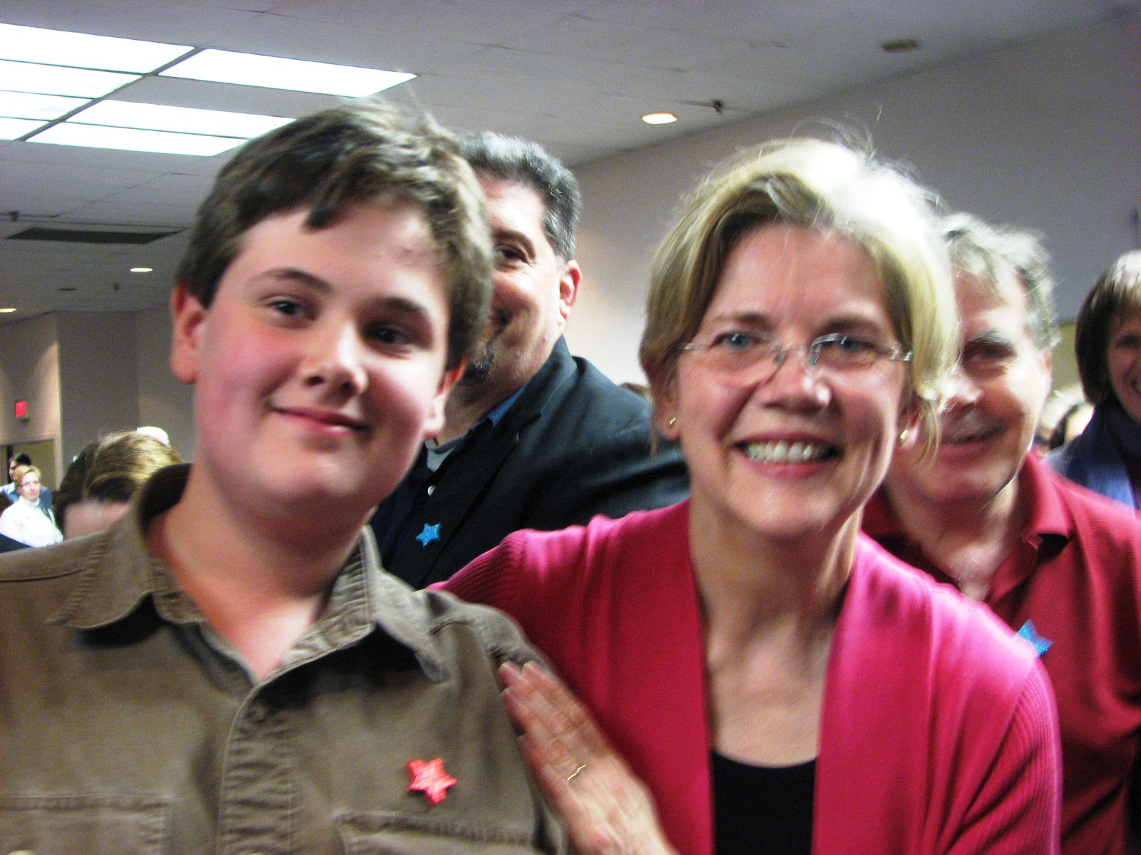 Author Elizabeth Searle of Arlington said she was inspired to organize the Writers for Warren event in Somerville when her son, William Hodgkinson, 14, met Elizabeth Warren at a March campaign rally held in Dorchester.