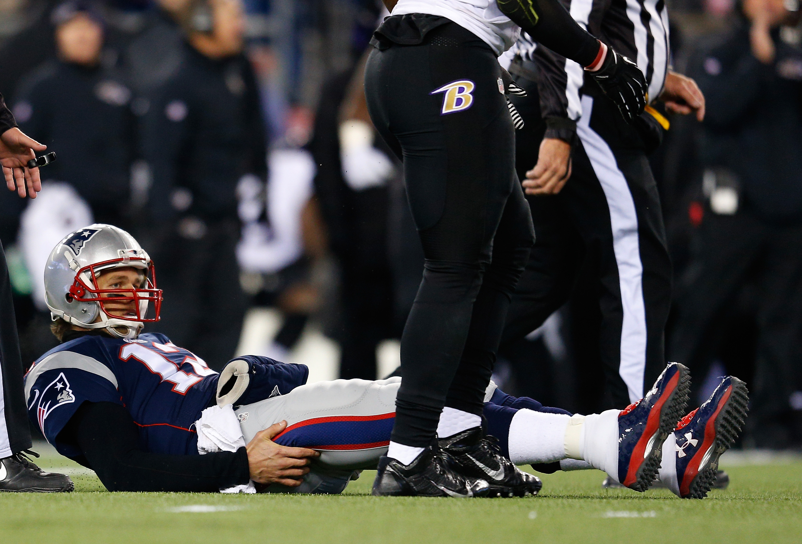Tom Brady took some hits early, but he finished with a franchise-playoff-record 367 yards passing. He threw for three scores and ran for one.