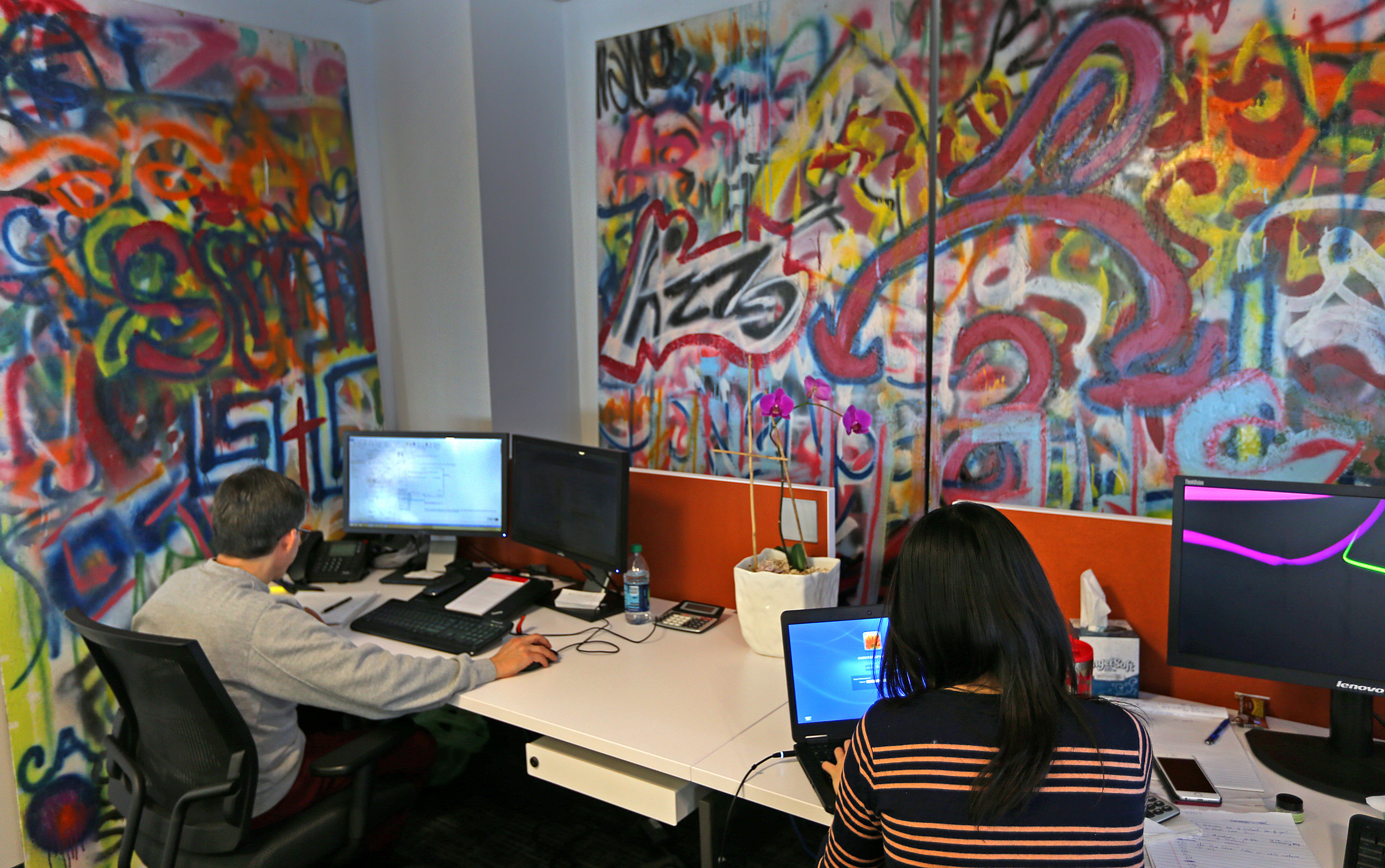 Subways are also the theme at the offices of Rapid7, a security software firm at 100 Summer Street in Boston.