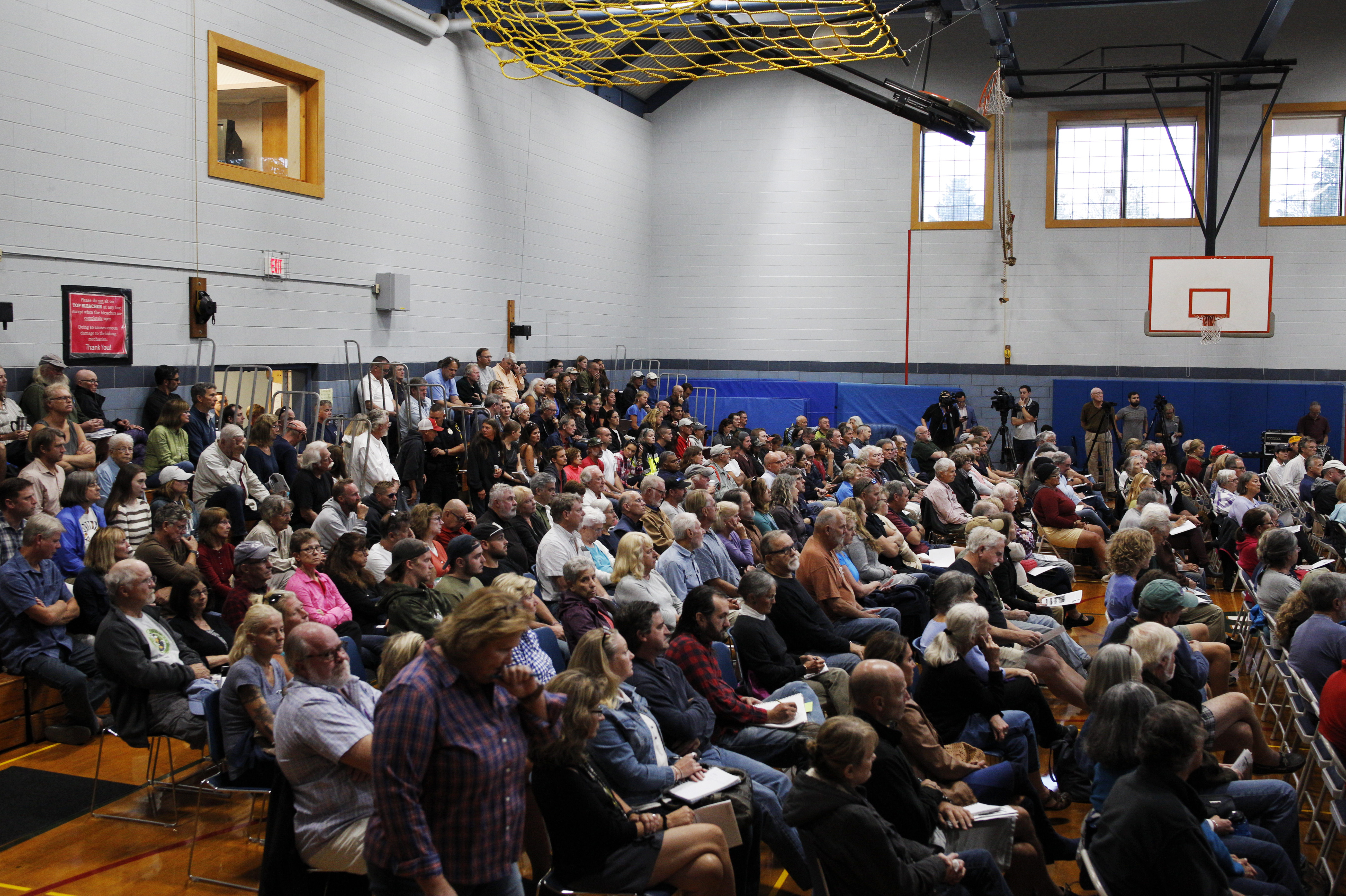 Members of the community gathered at Wellfleet Elementary School.