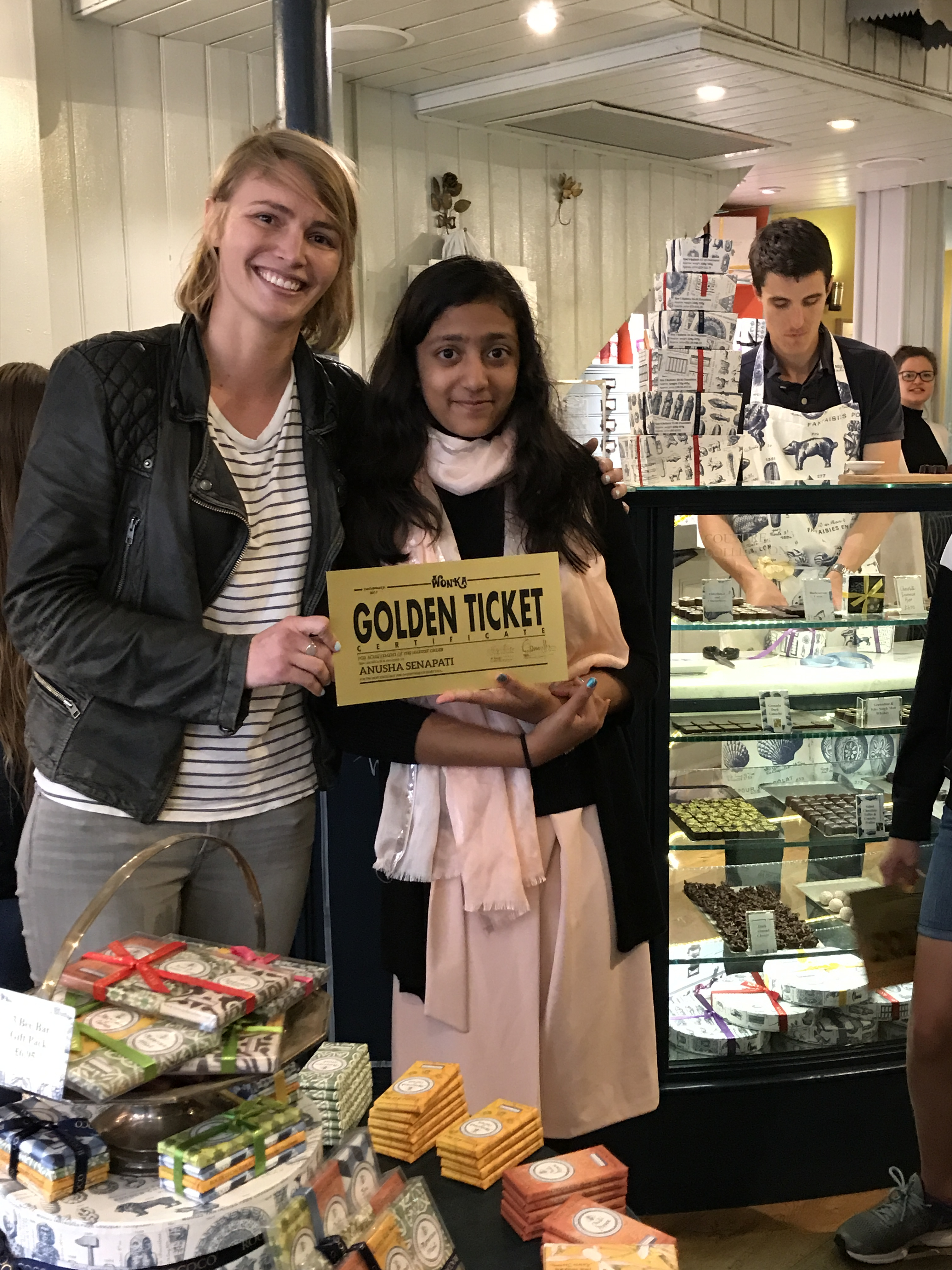 Anusha Senapati of Acton received a golden ticket from Roald Dahl’s granddaughter, Chloe Dahl.