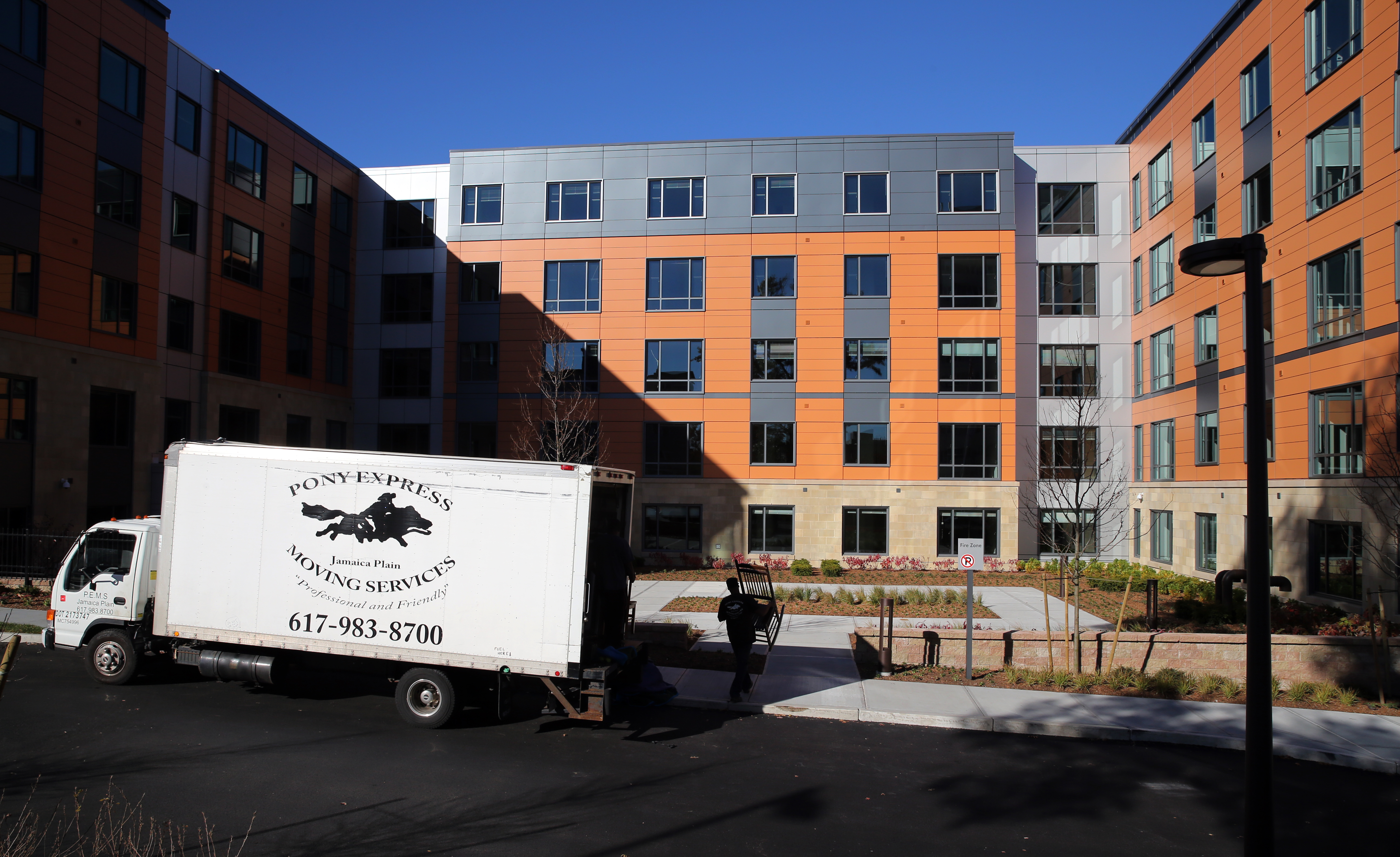 Olmsted Place at 161 South Huntington Ave. is a doorman building with amenities like a dining room that residents can reserve plus a large pool deck overlooking Olmsted Park.