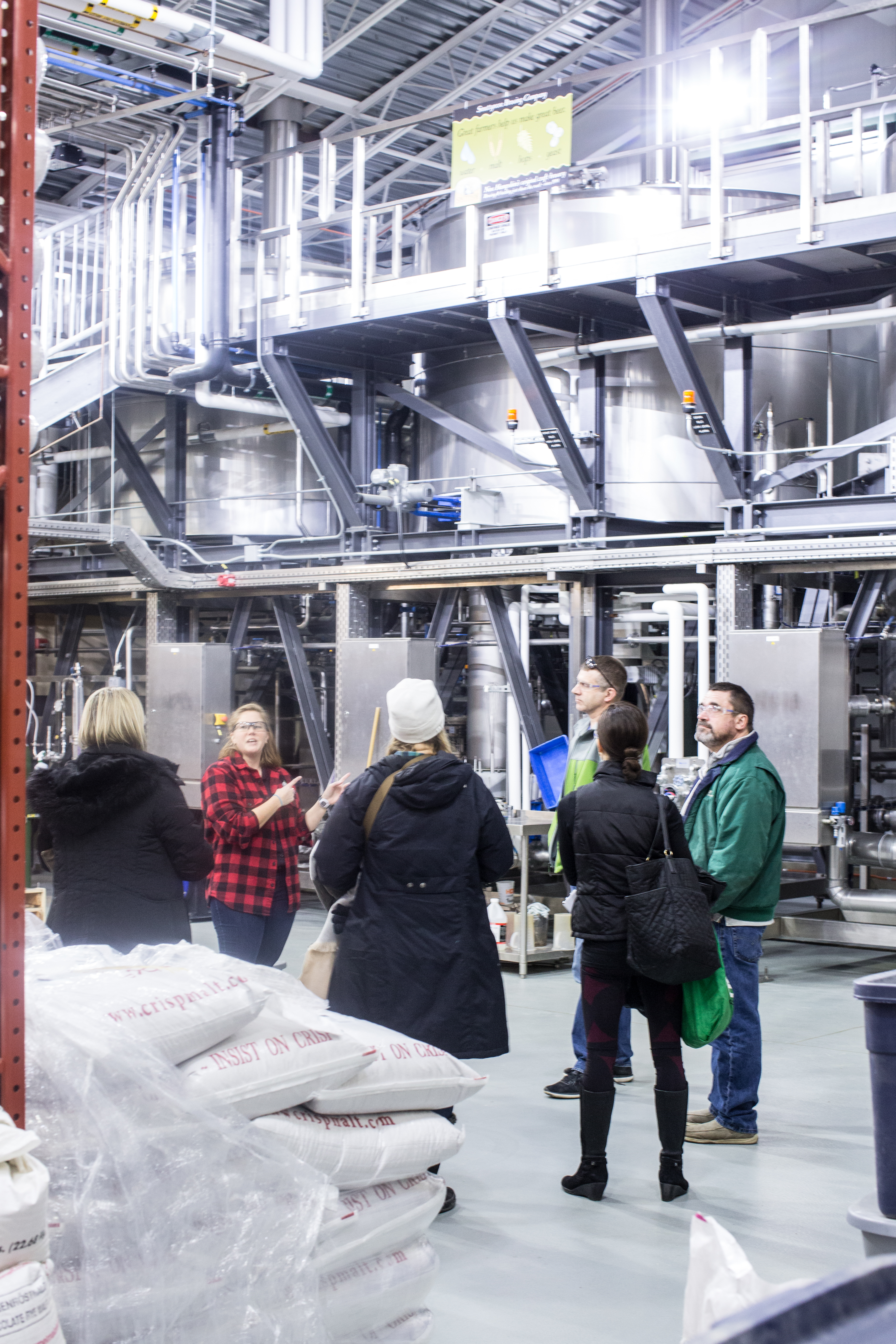 Guests on a tour of Smuttynose Brewing.