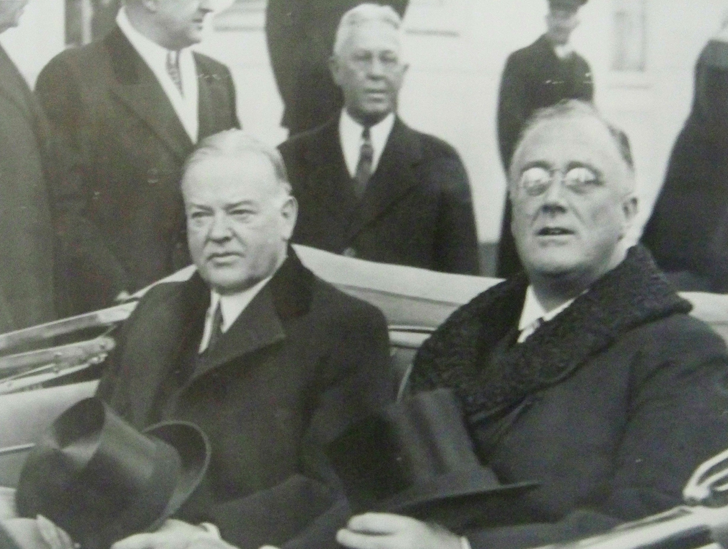 President-elect Franklin D. Roosevelt and outgoing President Hoover en route to the 1933 inauguration.