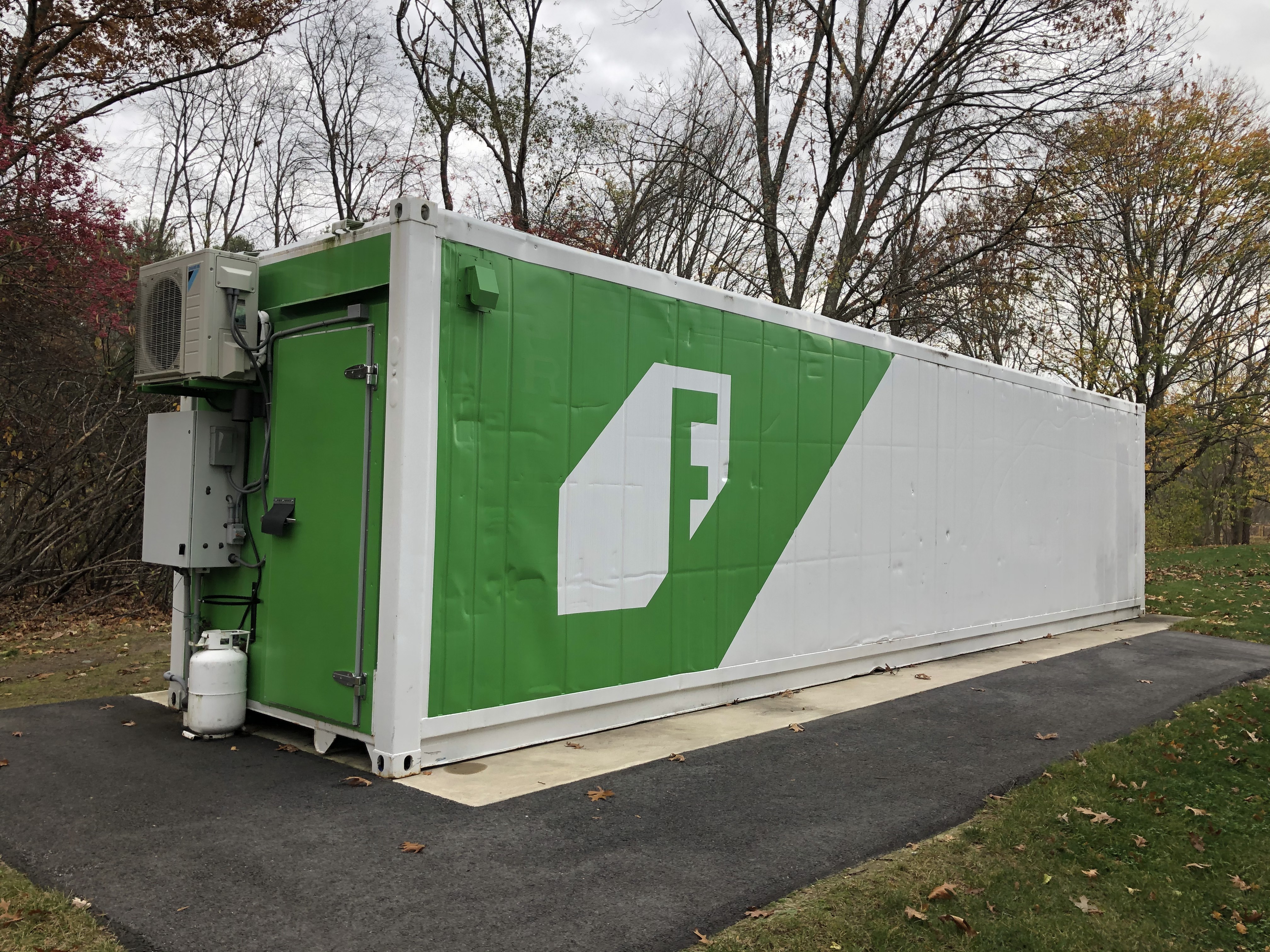 The Freight Farms container at the Rivers School.