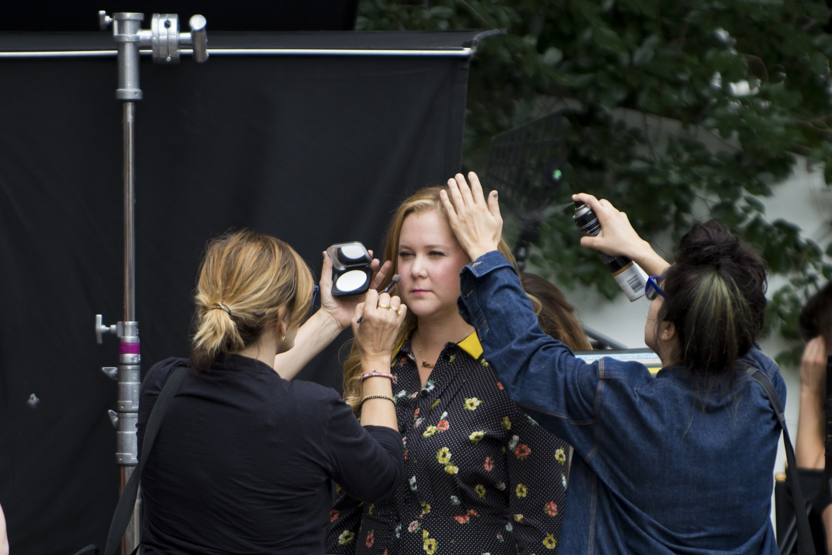 Amy Schumer is prepped for filming on the set of “I Feel Pretty.”