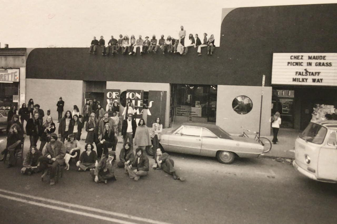 Orson Welles Cinema employees outside the complex, circa 1970.