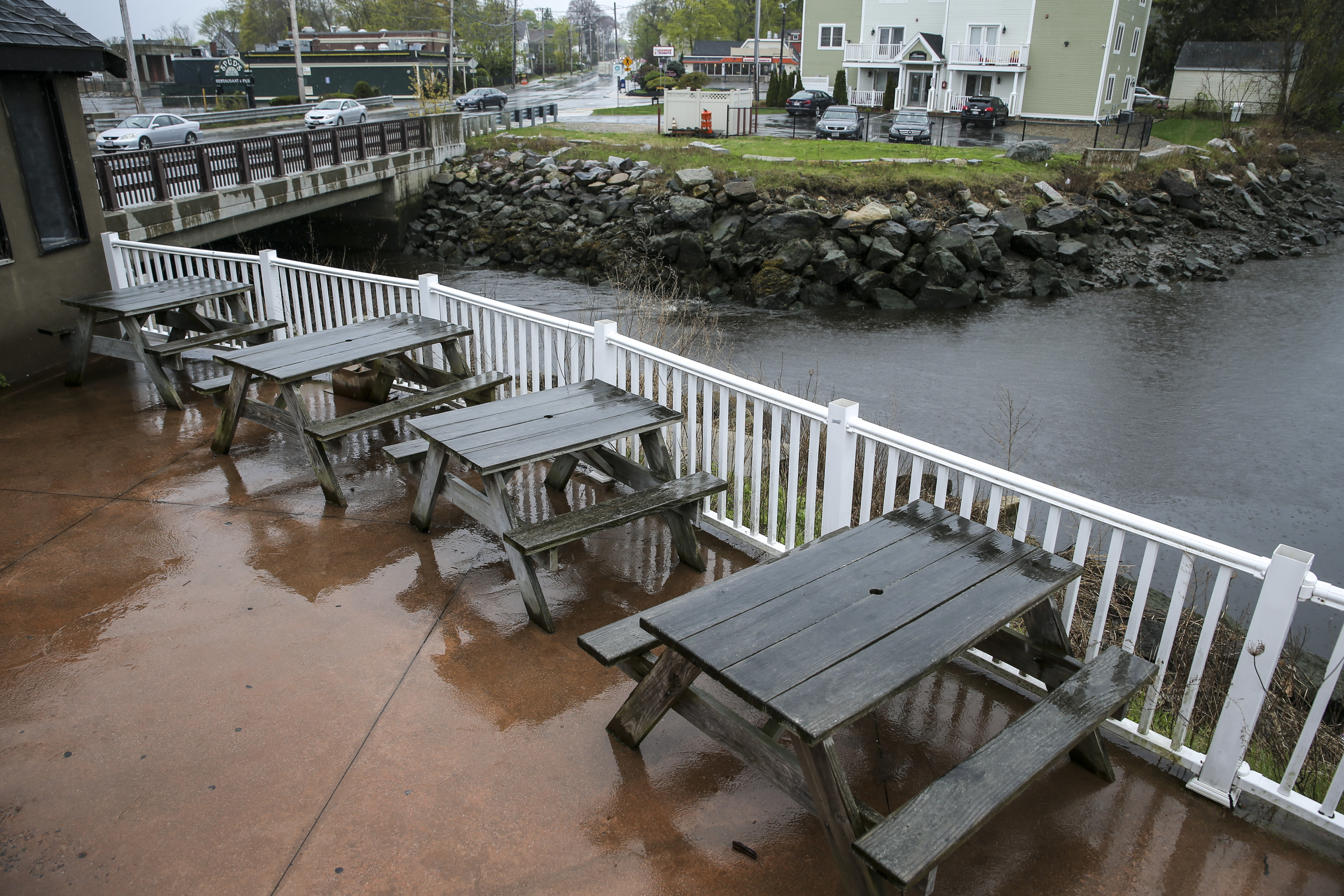 The deck space of the building where a recreational marijuana shop has been proposed to open in Lynn.
