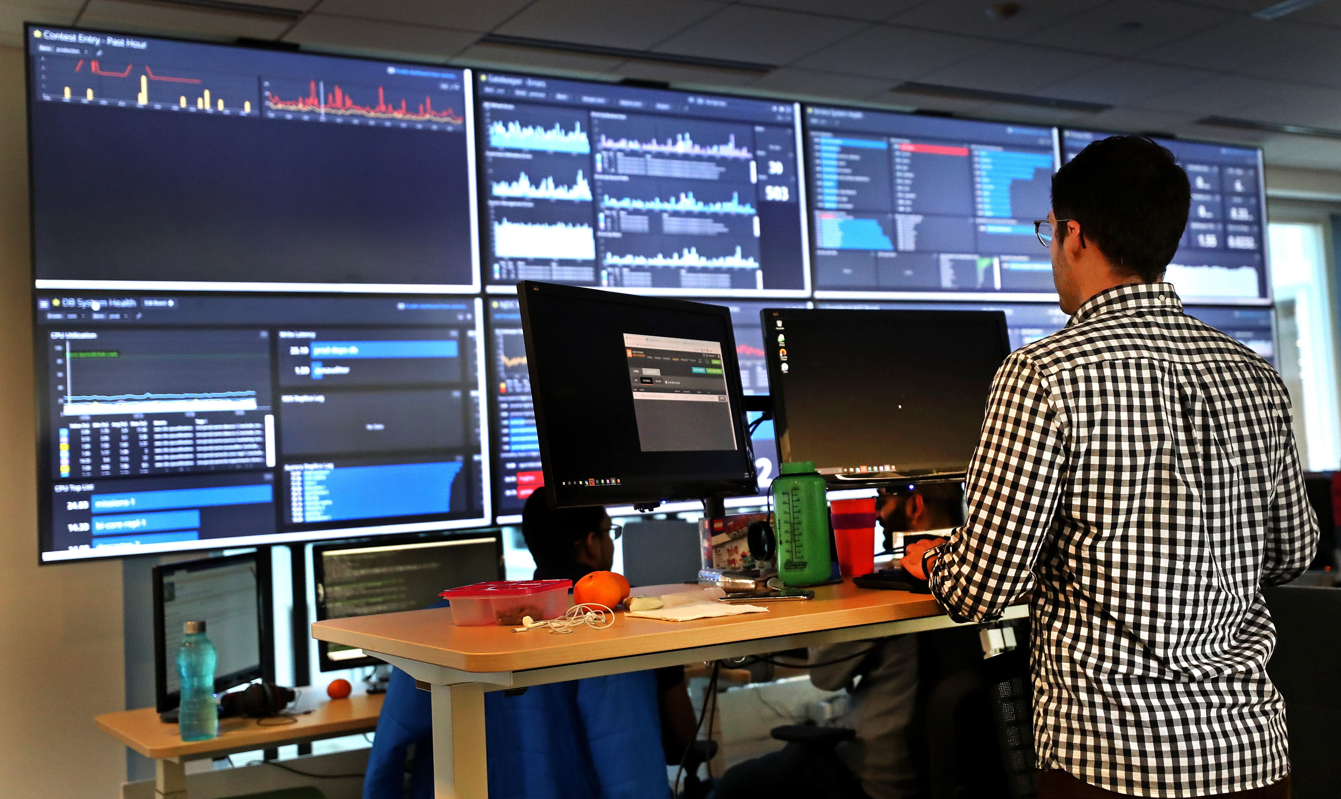 A monitor display in DraftKings’ new office.