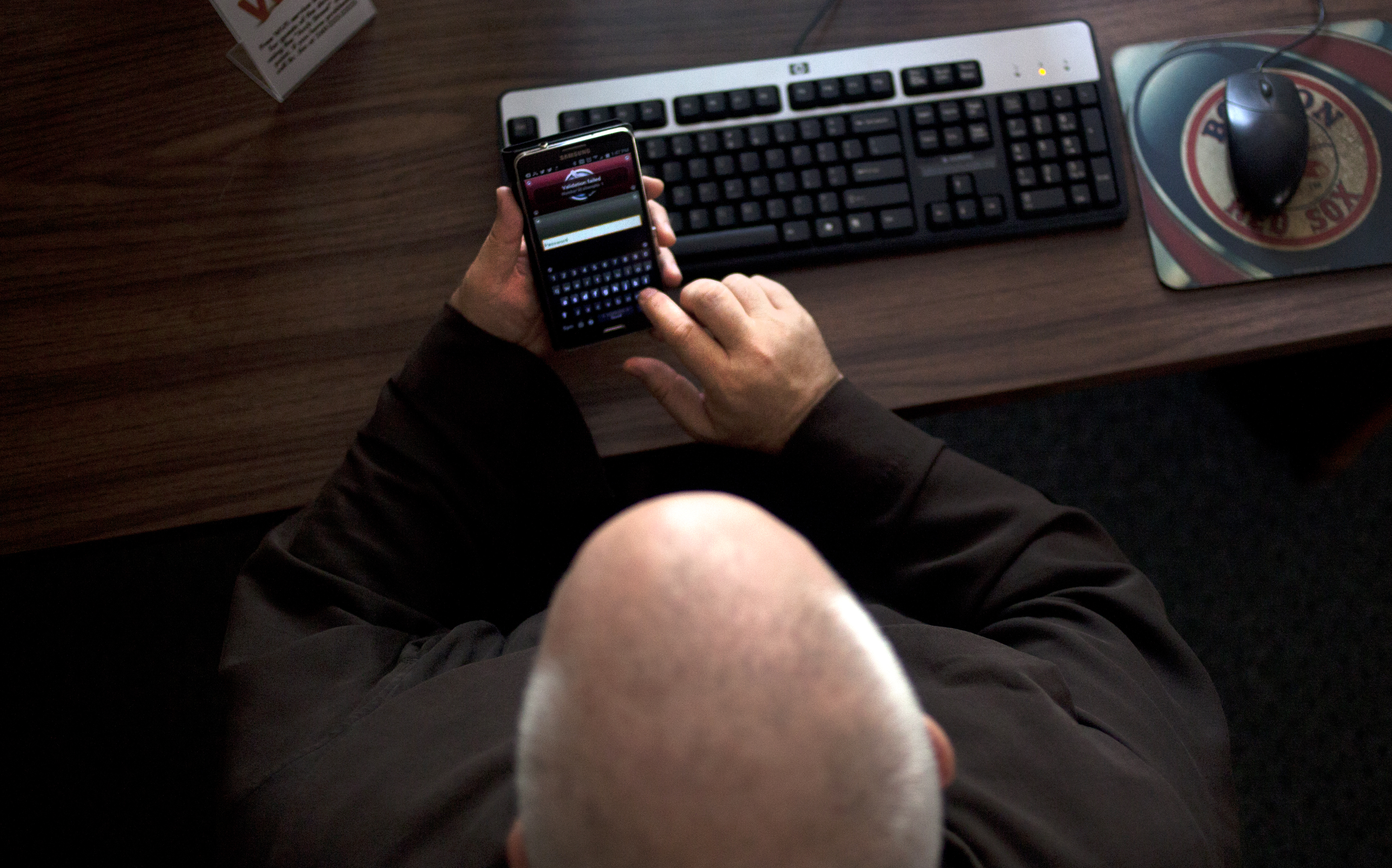 Brother Jim McIntosh checked for prayer requests sent to St. Anthony’s Shrine in Downtown Crossing. The friars have been receiving about three texted requests each day.
