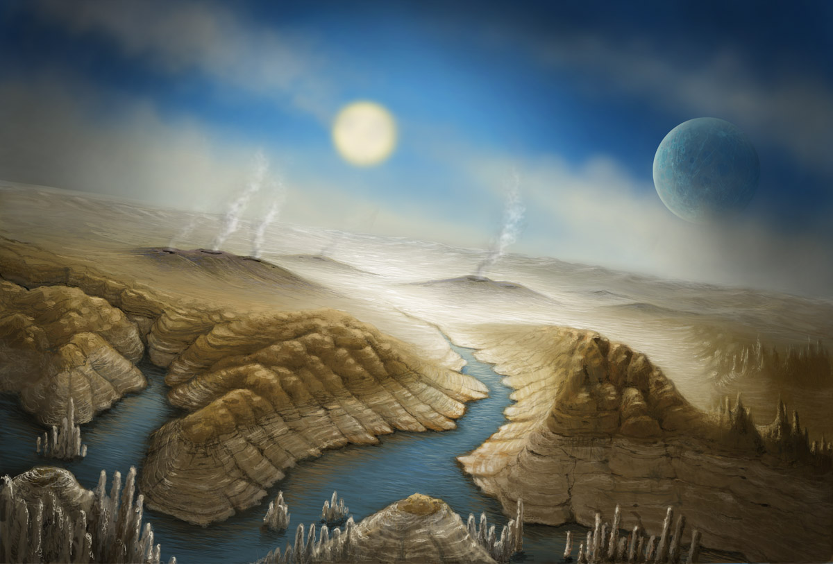 An artist’s impression of the surface of Kepler 452b.