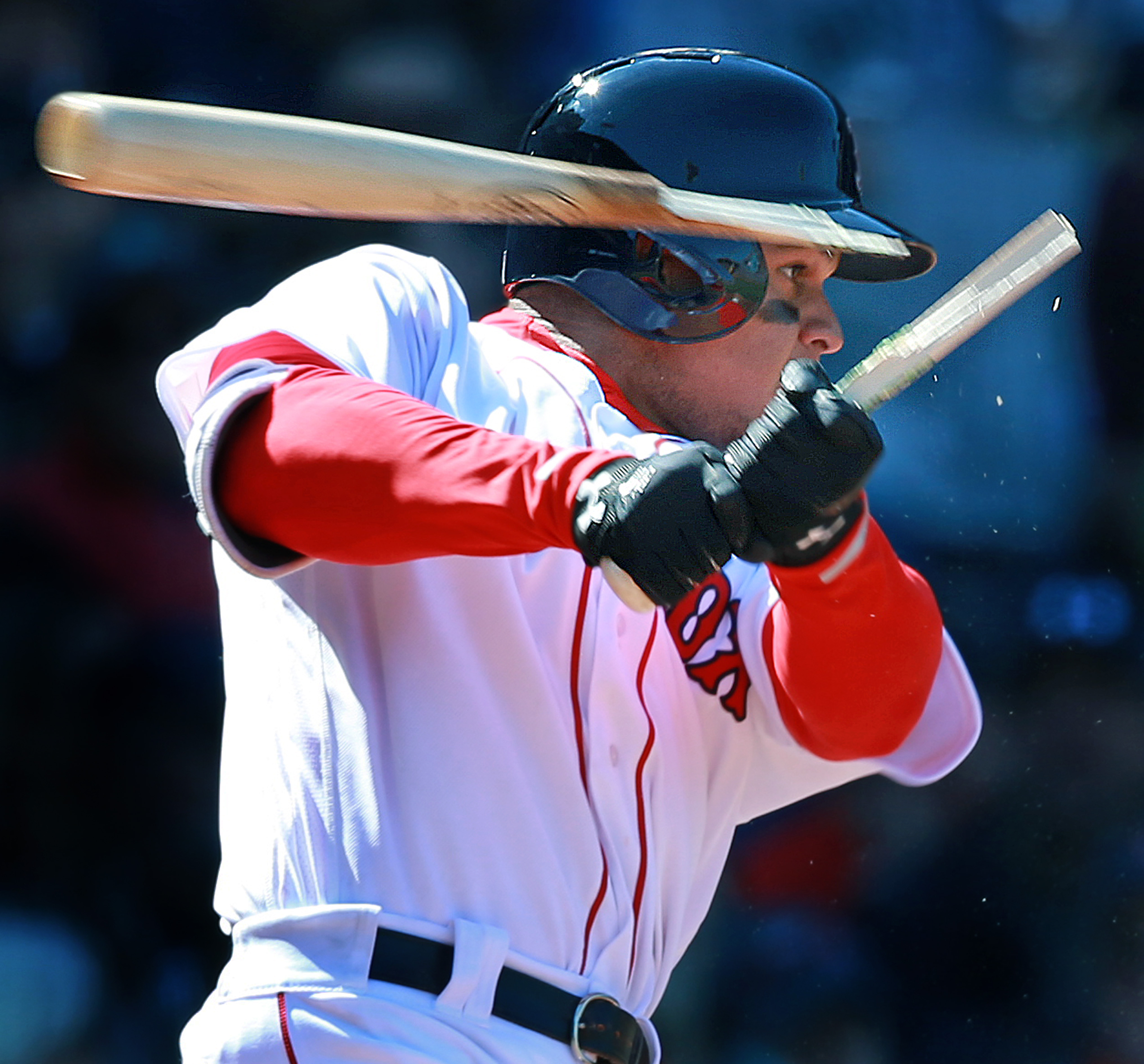 Marco Hernandez got his first major league hit — and a broken bat — in the fifth inning.