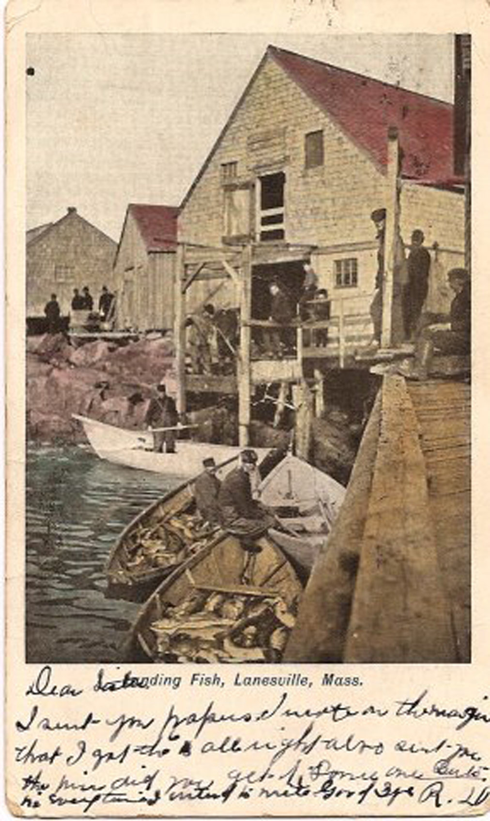A view of fishermen at work in Lane’s Cove taken from a postcard mailed in 1907.