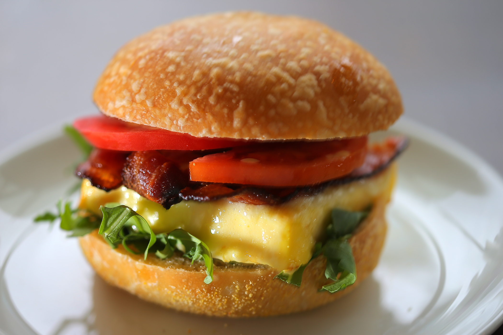Breakfast egg sandwich with bacon at Flour