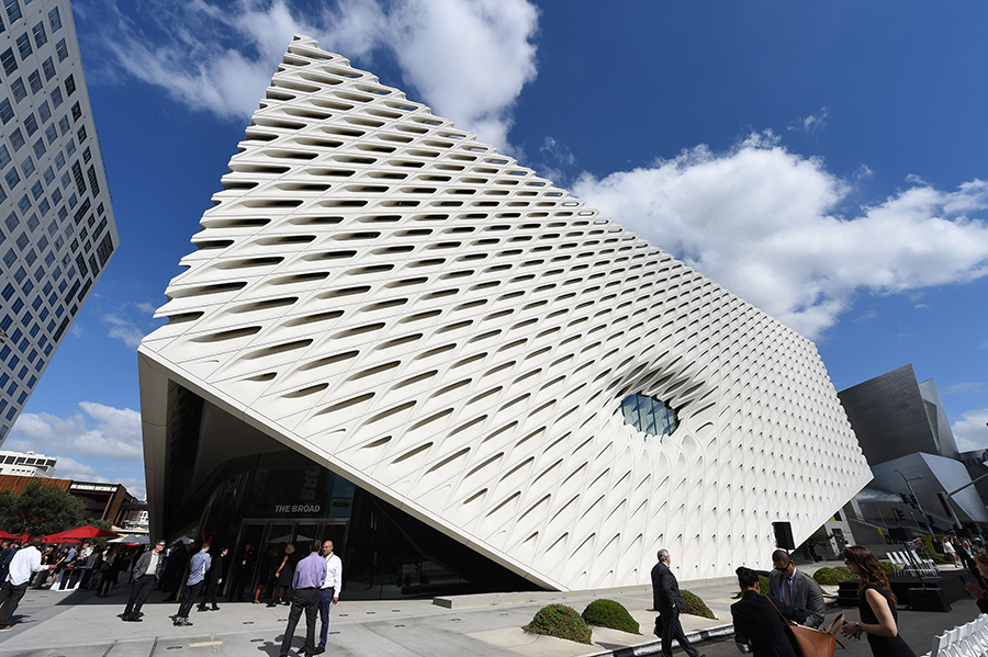 The Broad itself is tailor-made for a selfie backdrop, with an alabaster concrete honeycomb over a glass enclosure.