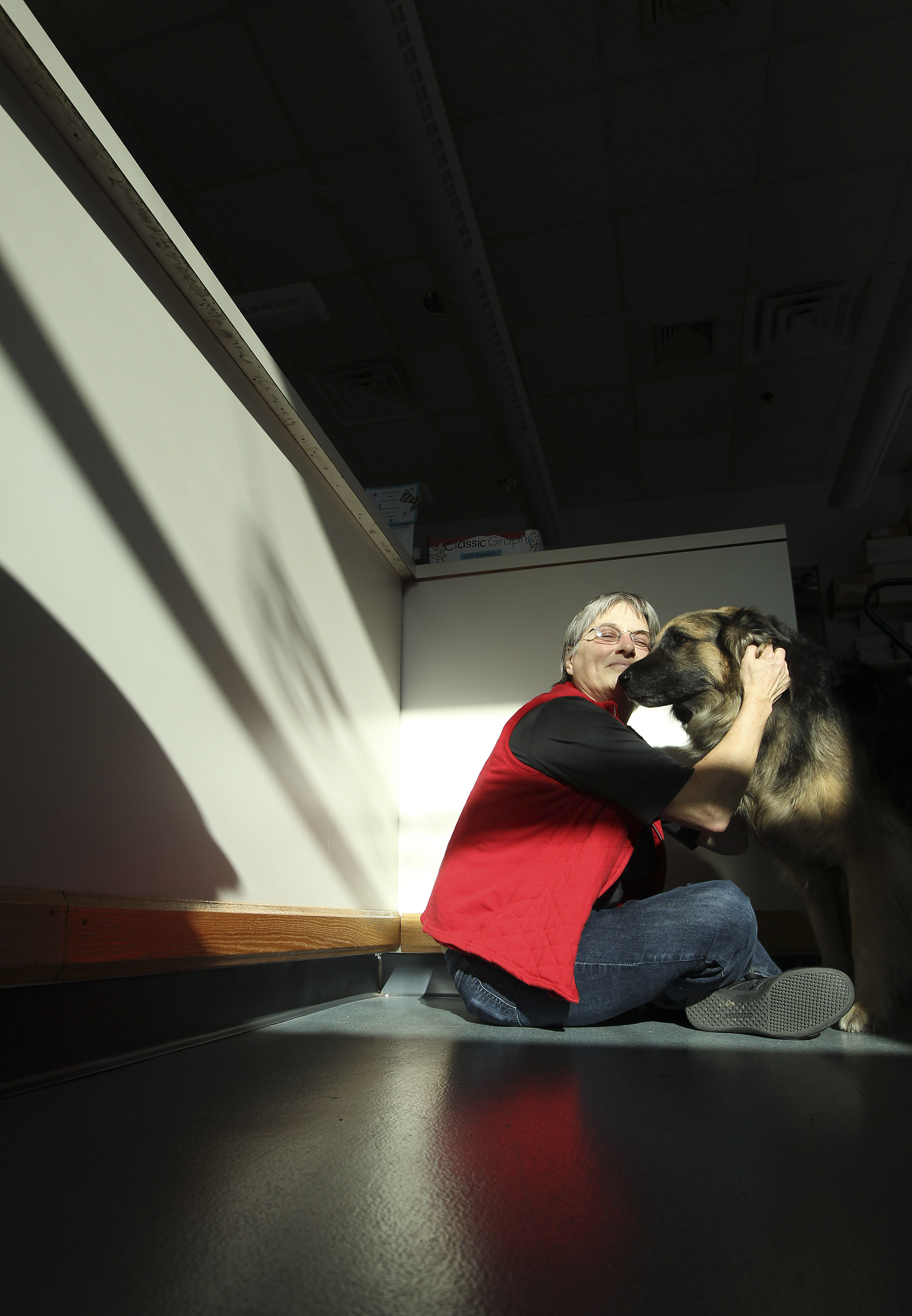 Anne Shuhler and her 10½-year-old shepherd mix, Sawyer.