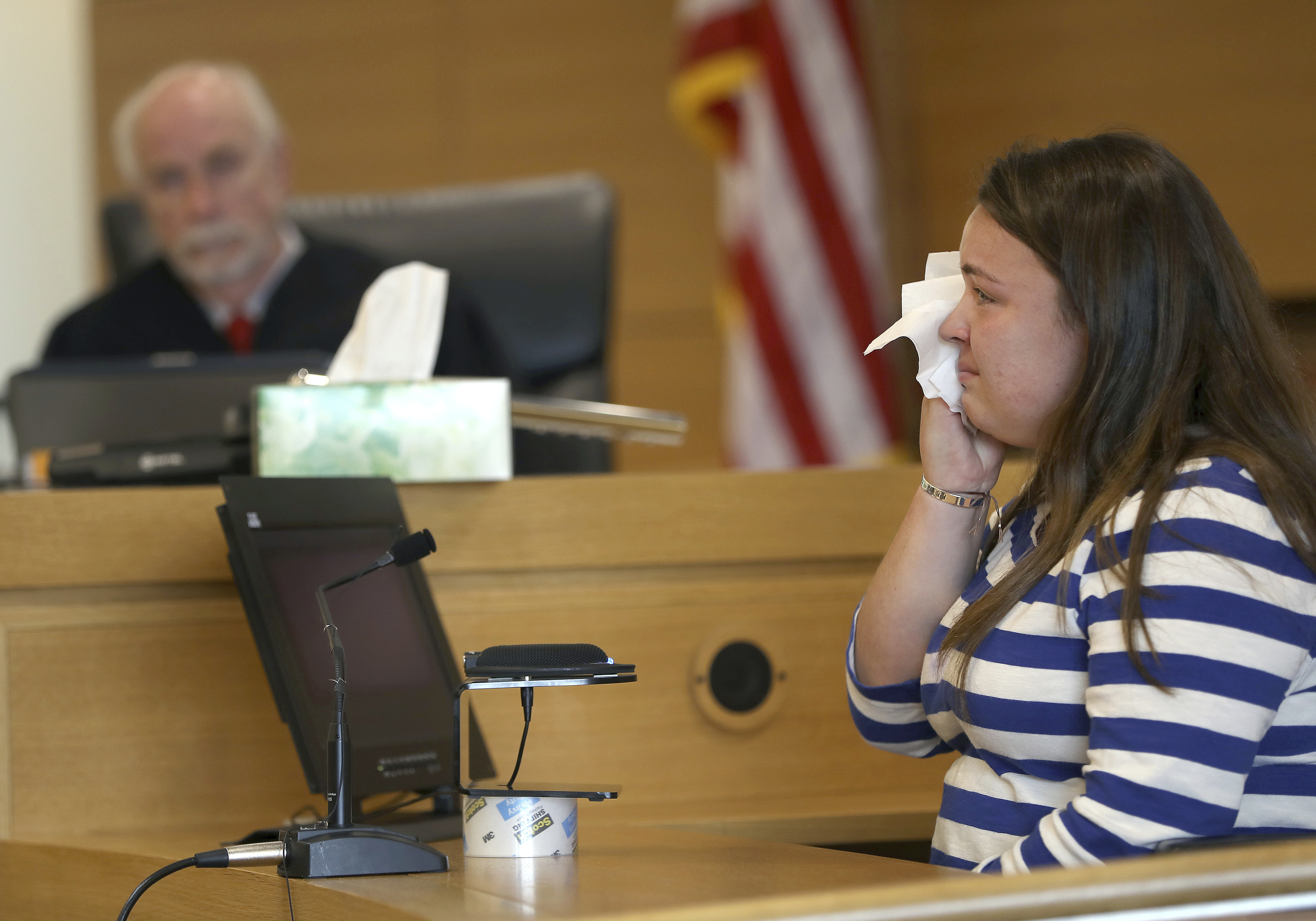 Camdyn Roy, the sister Conrad Roy III, wiped away tears as she testified.