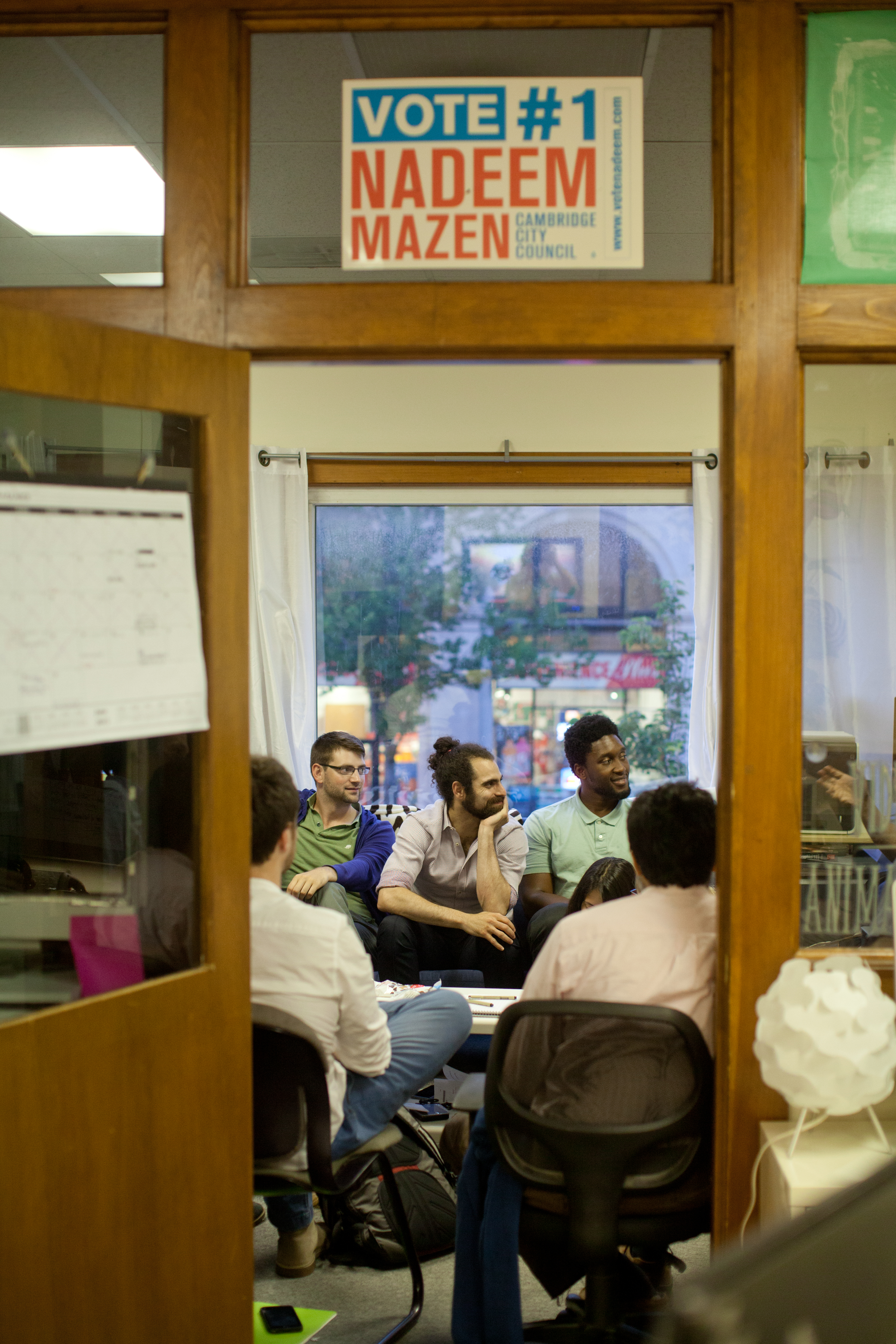 Nadeem Mazen held a weekly civics meeting for city interests and concerns in his Nimblebot offices last month.