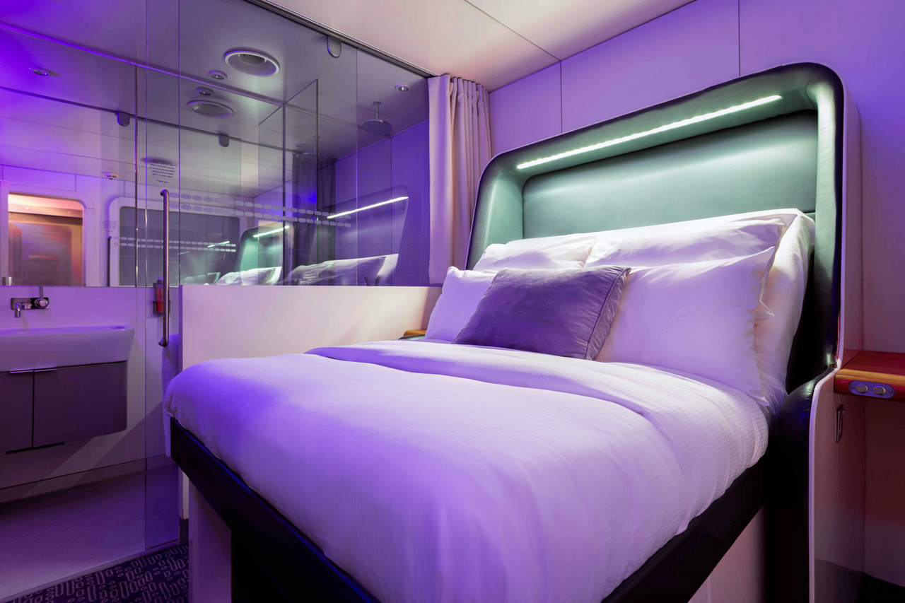 The compact, super-modern YOTELAIR at London’s Gatwick Airport.