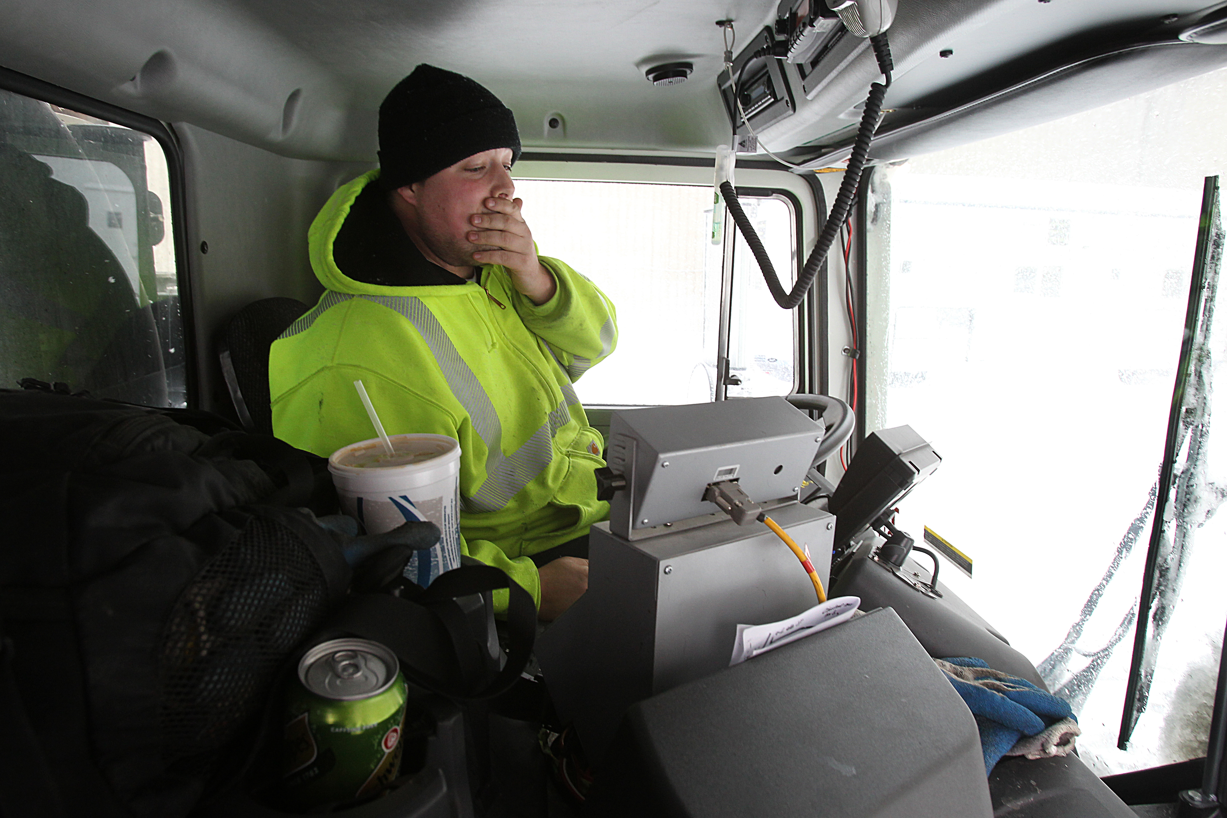 George Flaherty, who said he had slept only four hours since Monday, took nearly two hours to plow an 11-mile stretch of Commonwealth Avenue from the Back Bay to Newton.