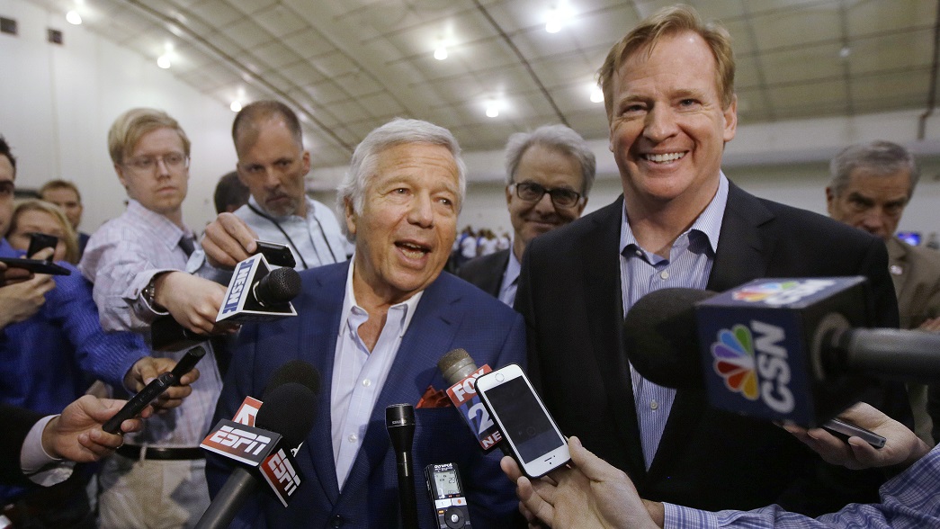 Roger Goodell, seen here with Patriots owner Robert Kraft, hasn't engendered a lot of goodwill with New England fans.