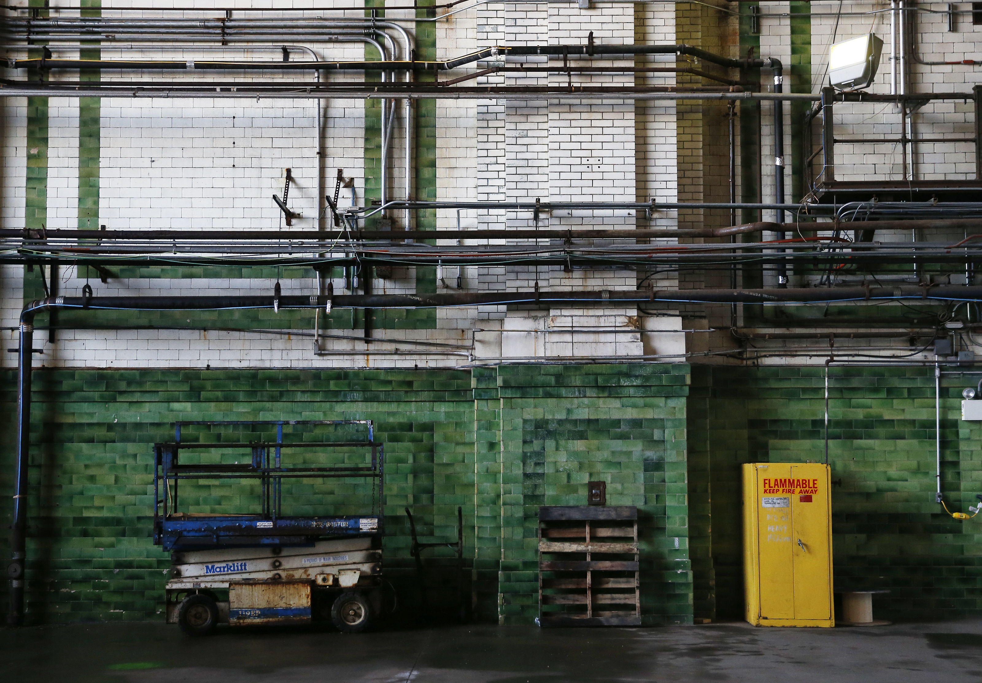 Green tile provides a period look to the inside of the L Street Power Station.