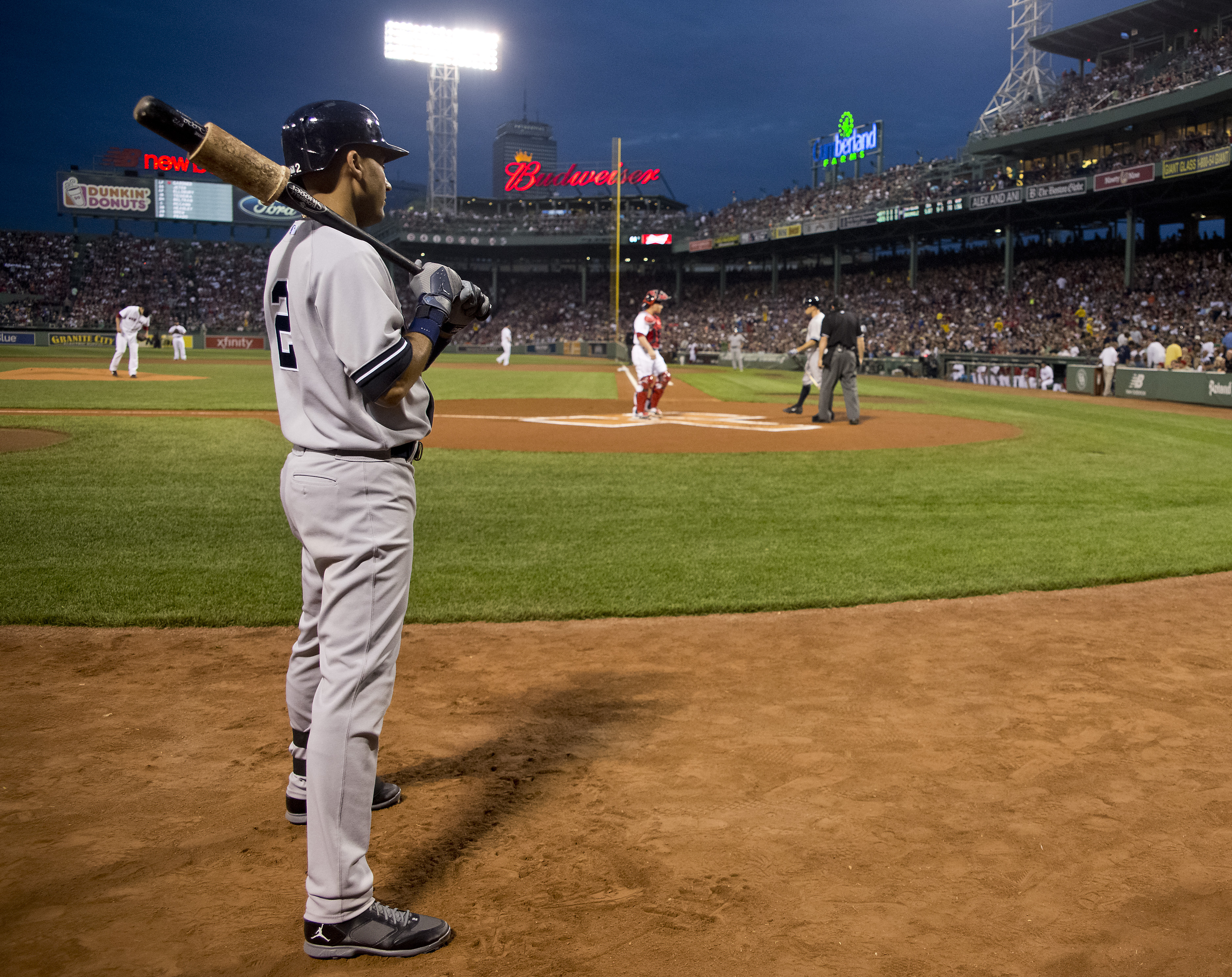 Jeter waited for his turn at bat during a game at Fenway Park in August of his final season.