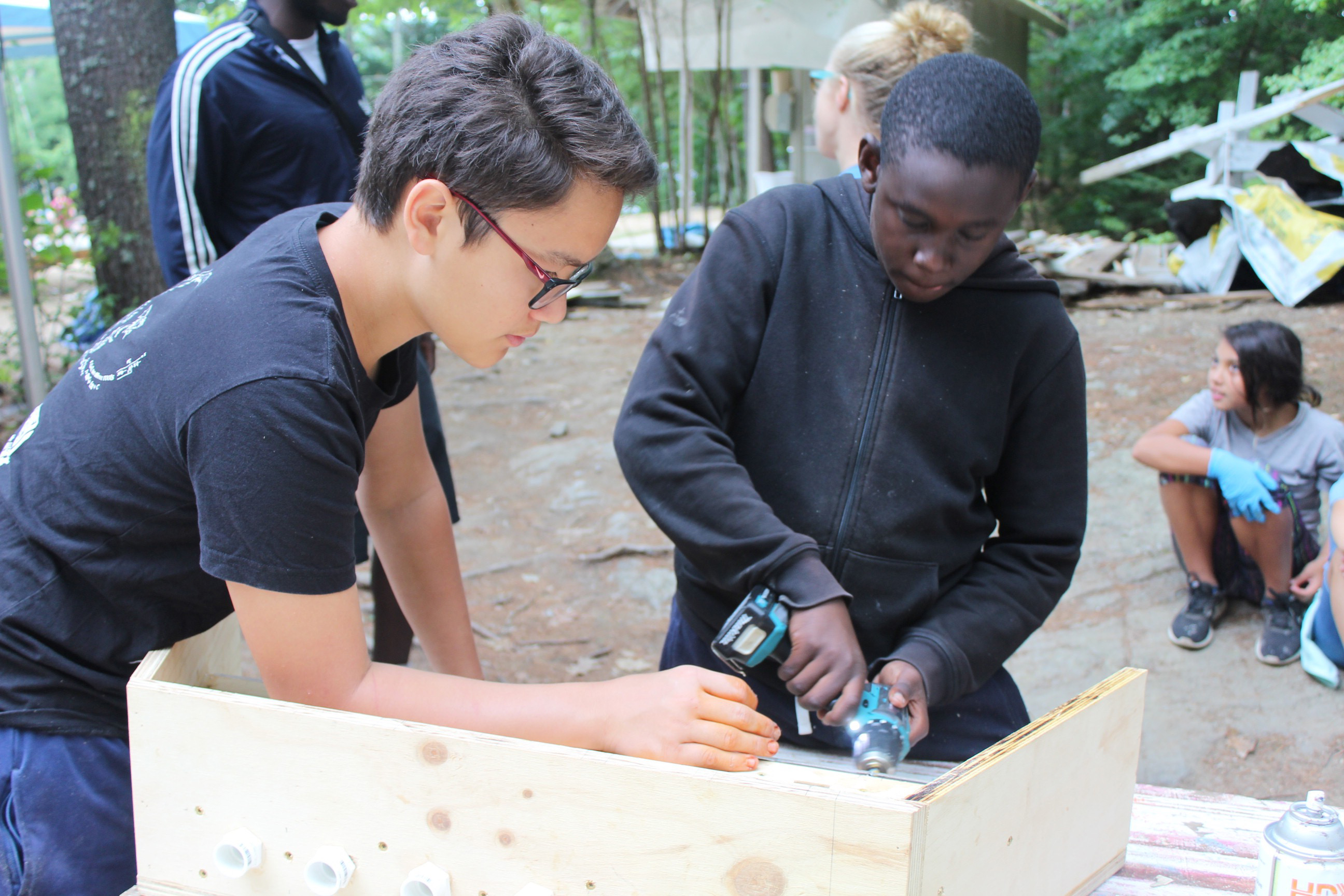 Campers at Beam in New Hampshire worked on a keyboard assembly for a giant pipe organ.