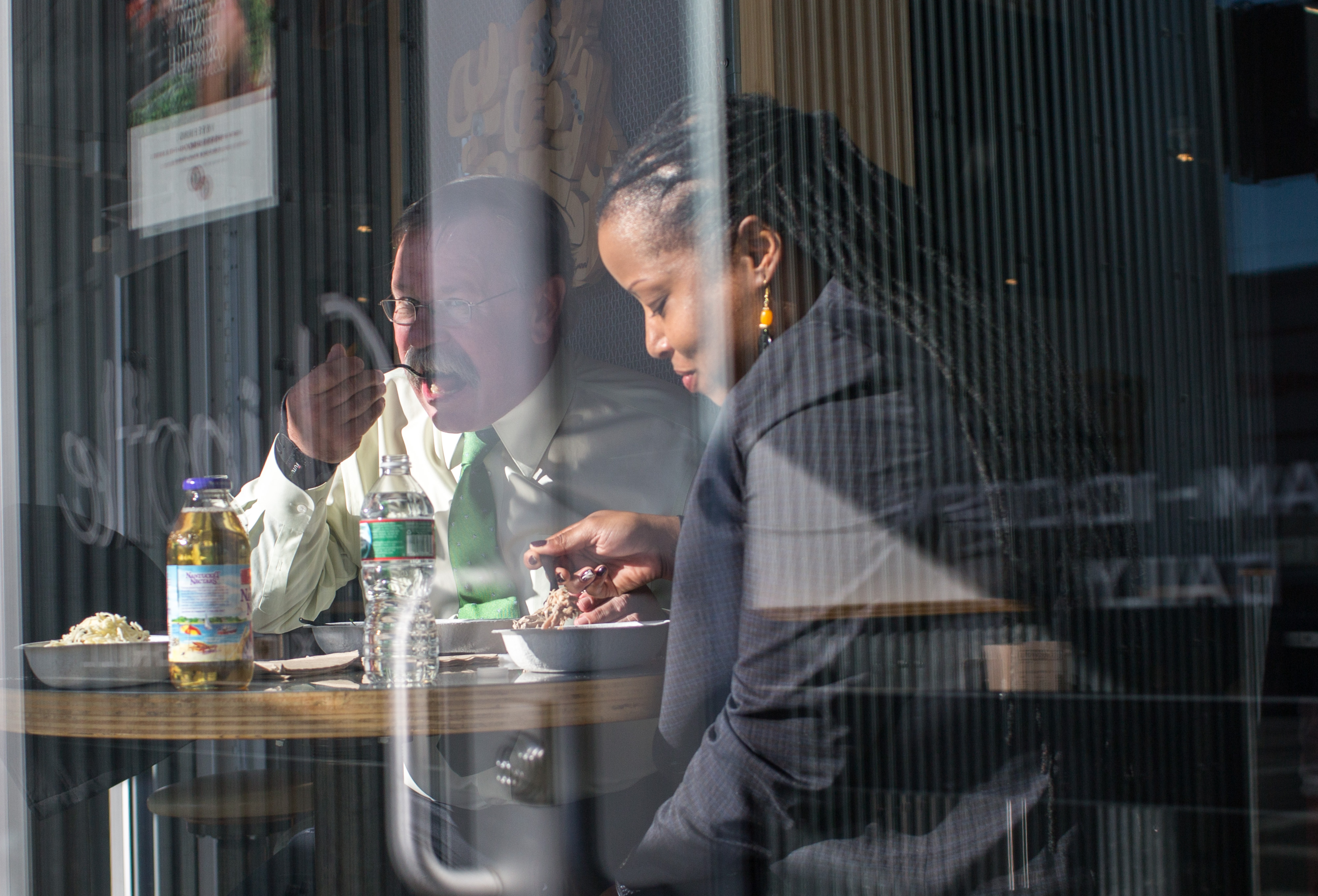 William Christopher and his chief of staff Indira Alvarez at the Chipotle.