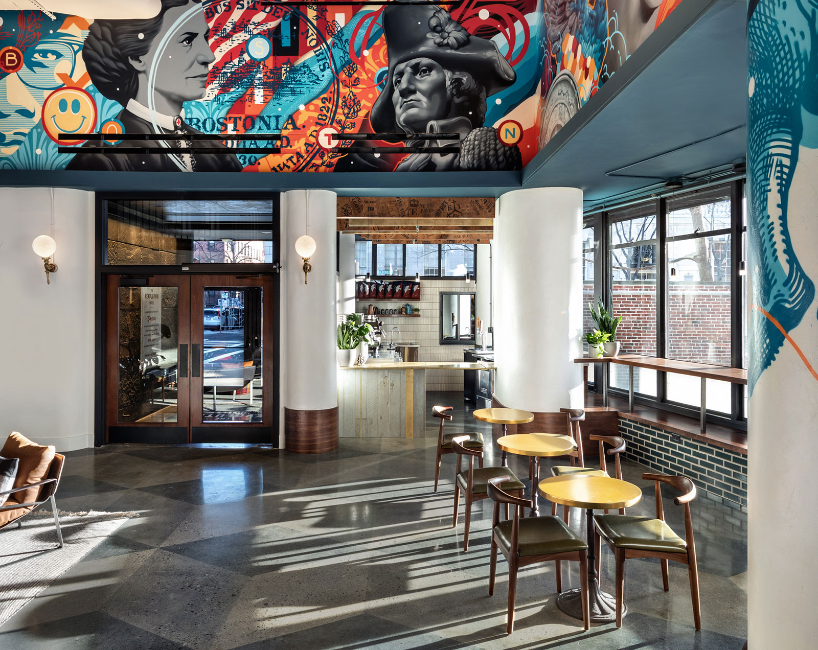 A view of a mural at The Revolution Hotel
