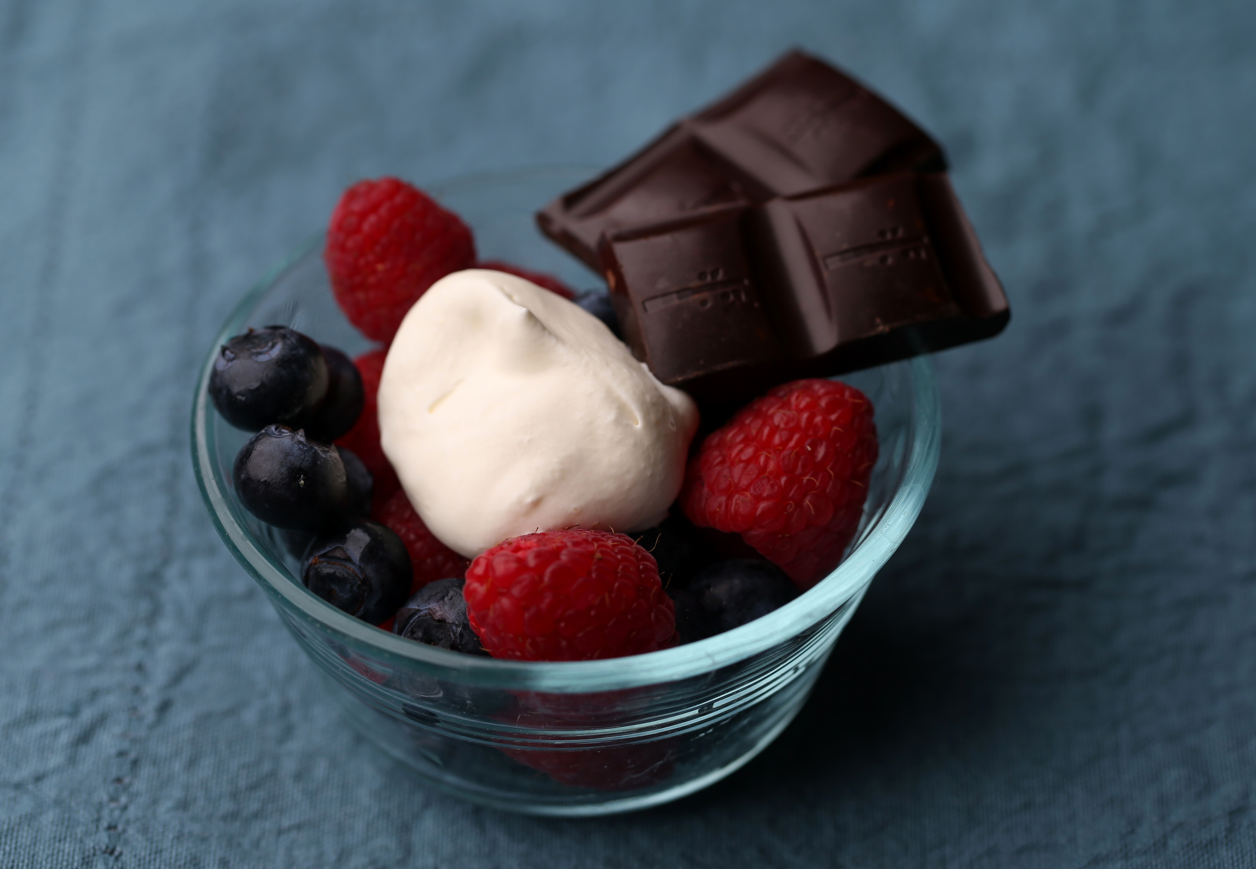 One of the recipes by chef Dawn Ludwig in her husband David’s book on eating well is for berries with fresh whipped cream and dark chocolate.
