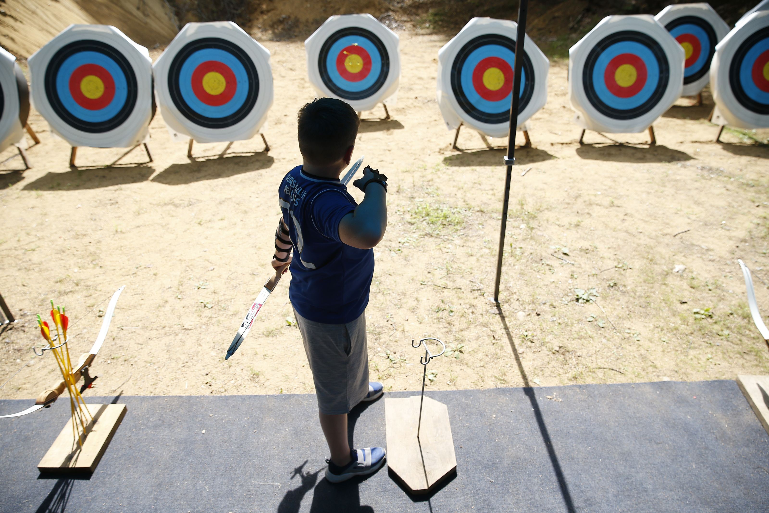 Trip, one of the campers, took on archery.