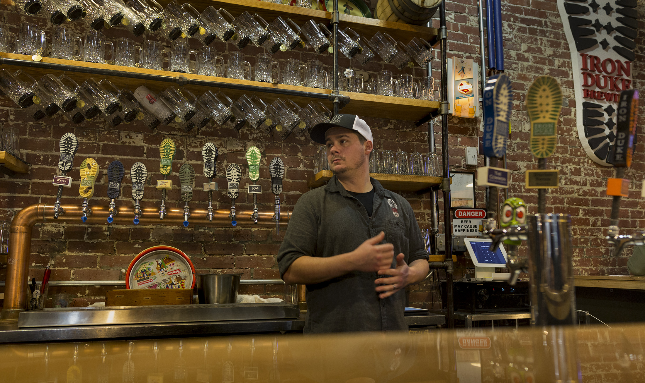 Jeff Green manned the bar at Iron Duke Brewing, a craft beer company in Ludlow.