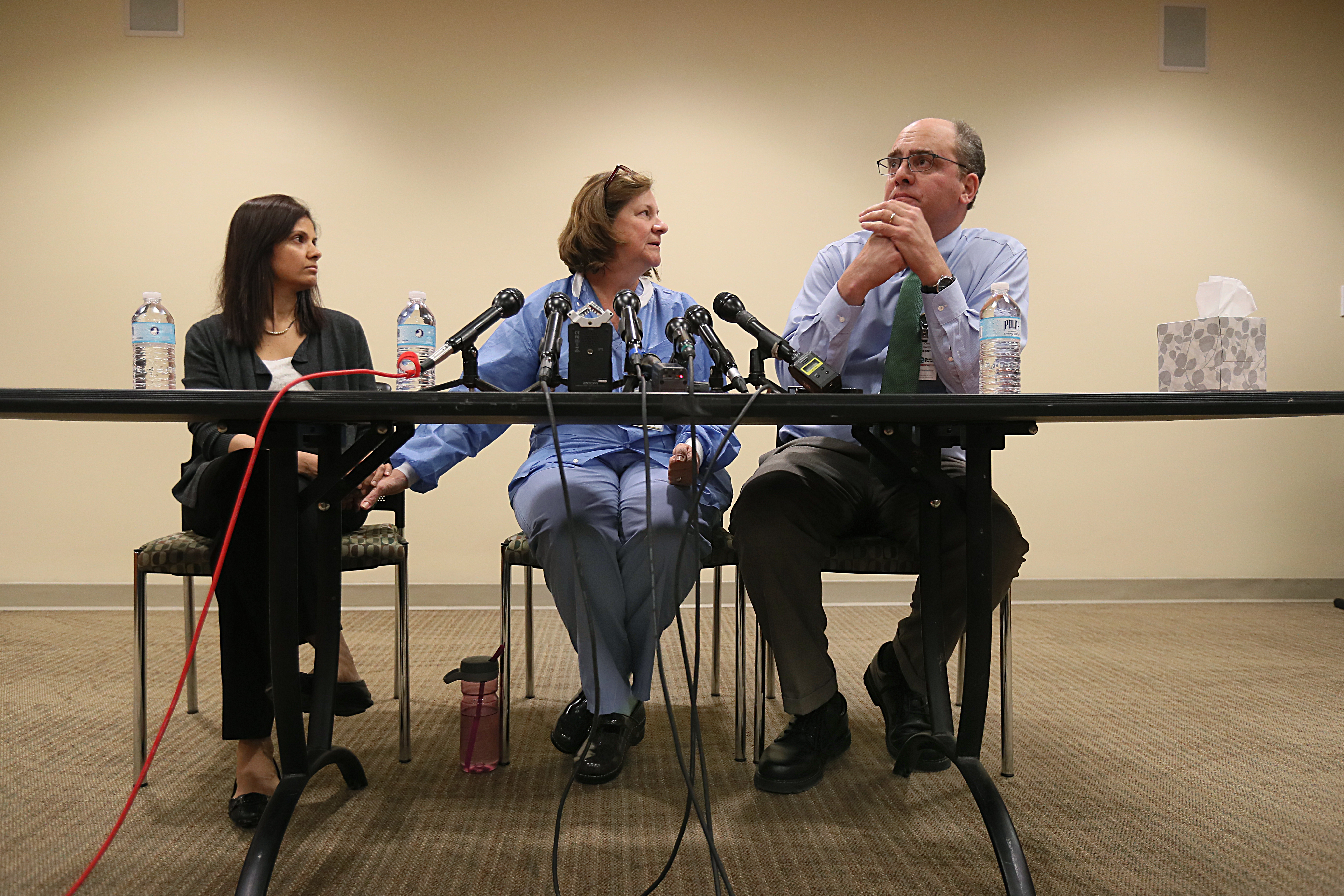 Colleagues of the late Dr. Lina Bolaños spoke about her at Mass. Eye and Ear. From left are: Dr. Nita Sahani, chief of pediatric anesthesiology; Nancy Katzuba, surgical nurse, and Dr. Christopher Hartnick, chief of pediatric otolaryngology.