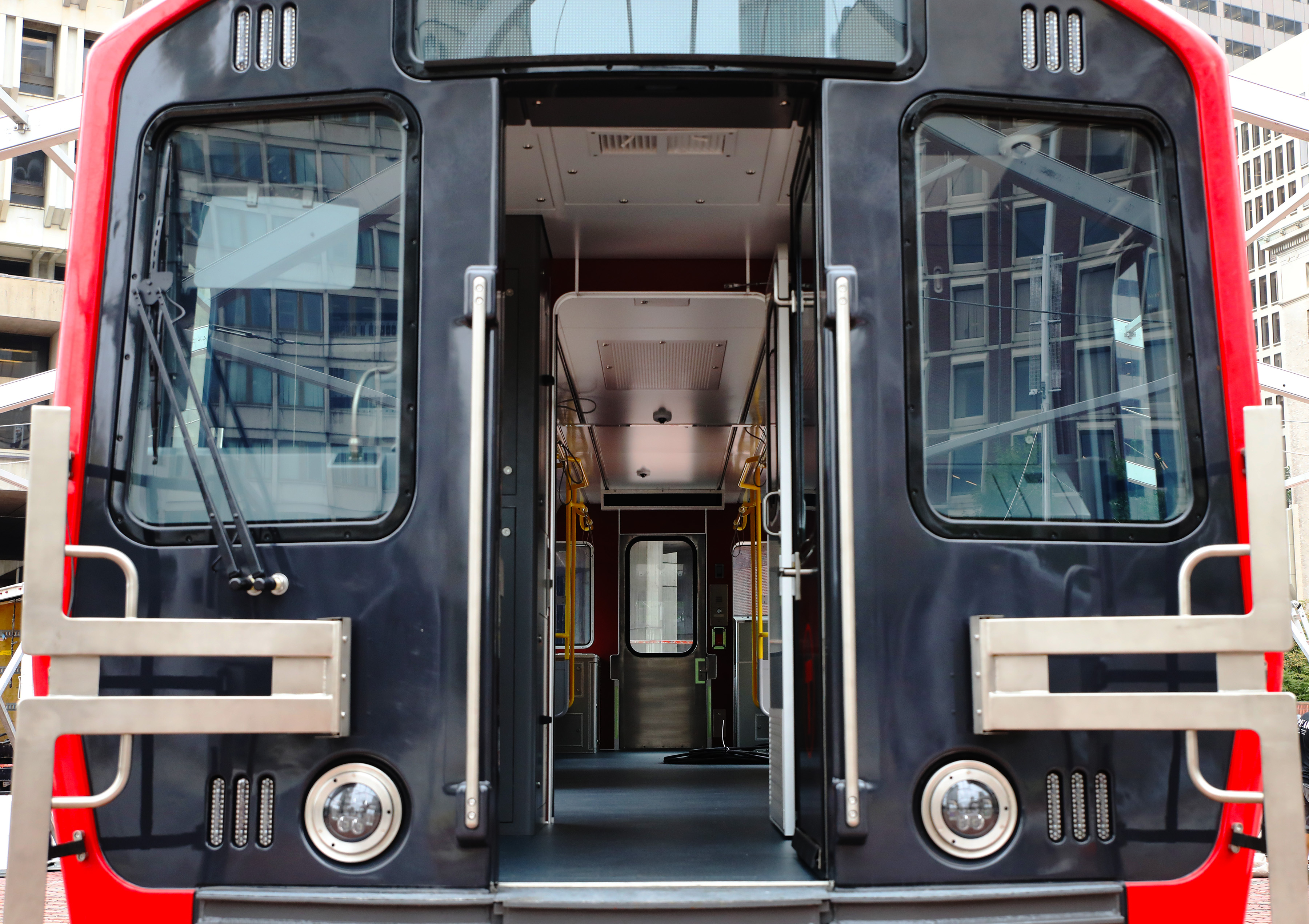 A replica of the new-and-improved Red Line trains.