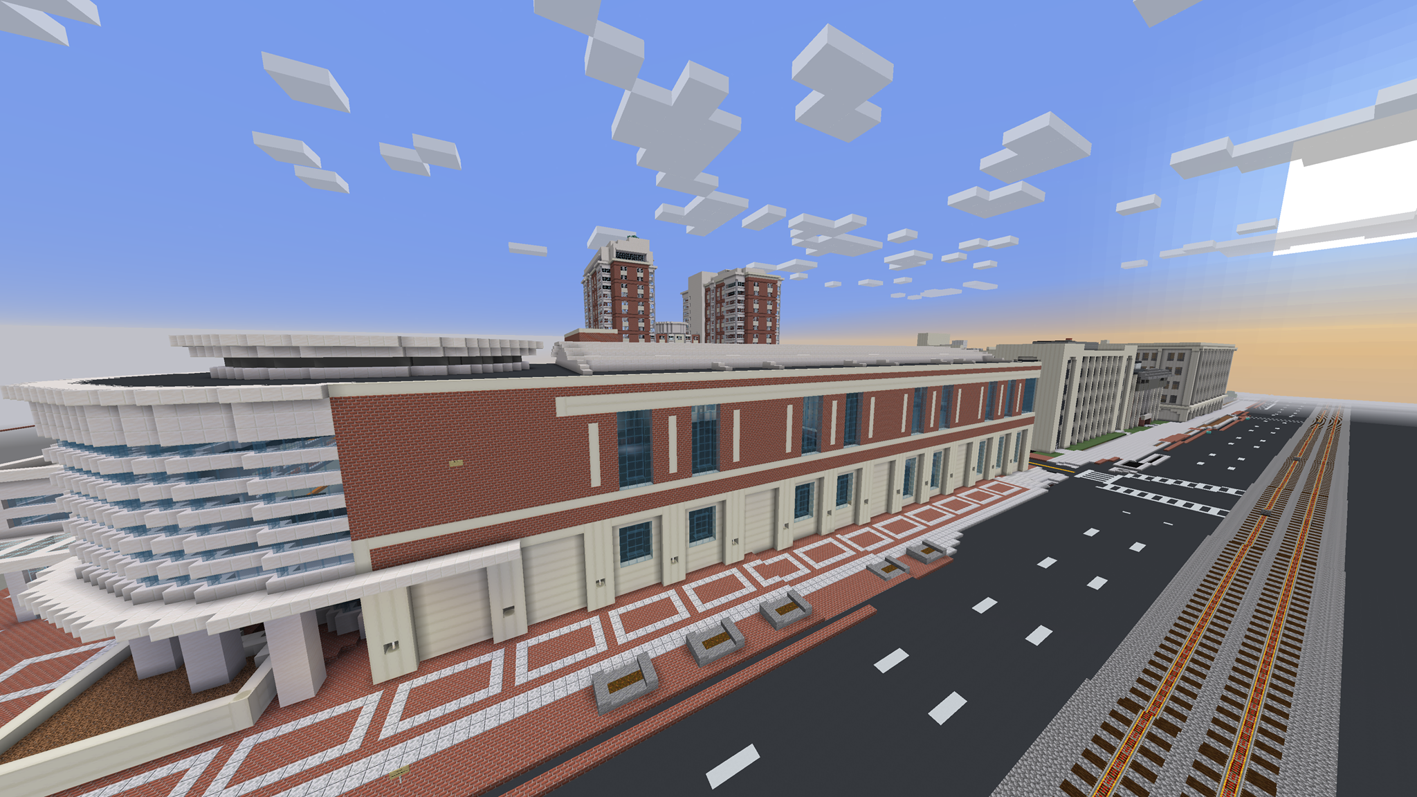 The BU Fitness and Recreation Center that students built on the campus-wide "Minecraft" server.